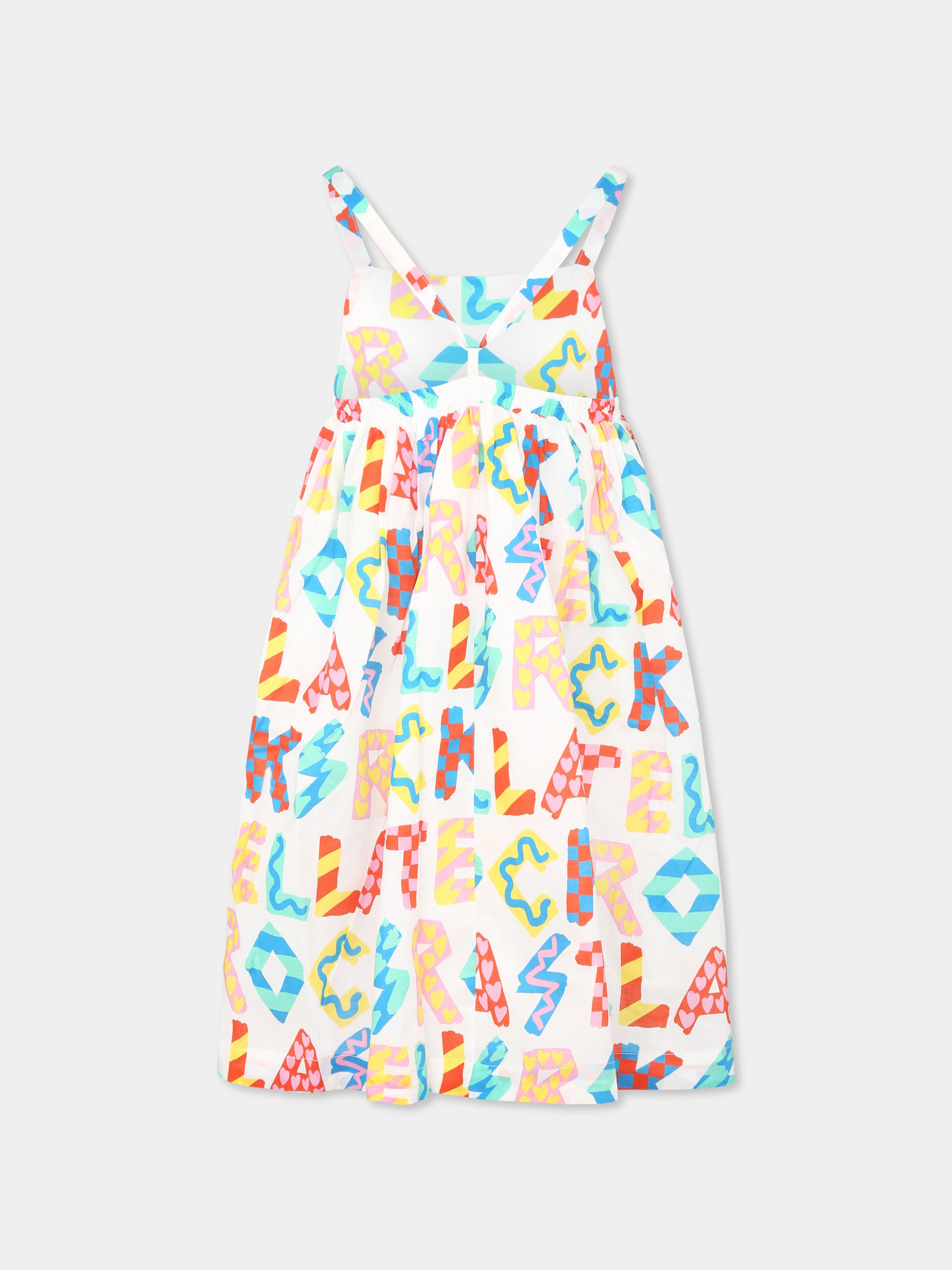 Vestito multicolor per bambina con logo all over,Stella Mccartney Kids,TU1A42 Z1586 101MC