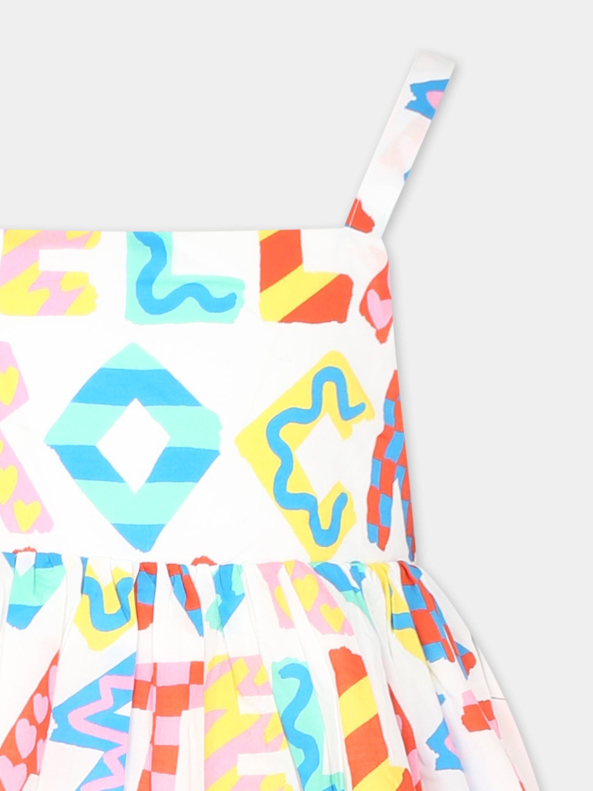 Vestito multicolor per bambina con logo all over,Stella Mccartney Kids,TU1A42 Z1586 101MC