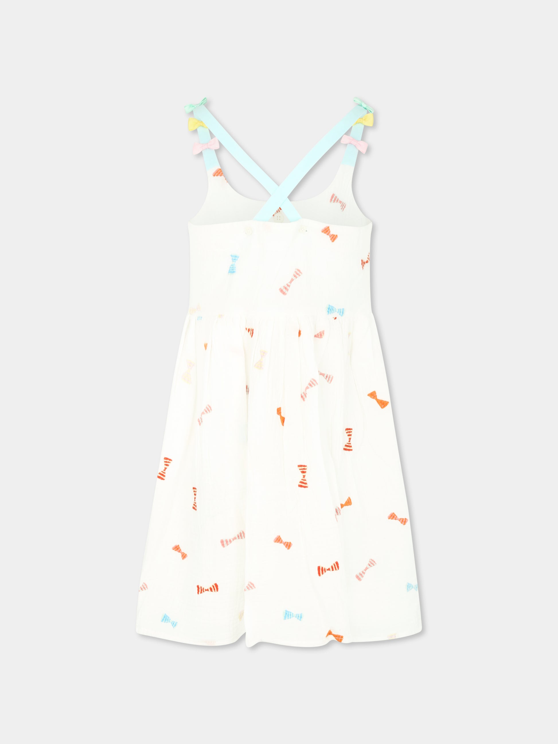 Vestito bianco per bambina con fiocchi all over,Stella Mccartney Kids,TU1B52 Z1593 101EM