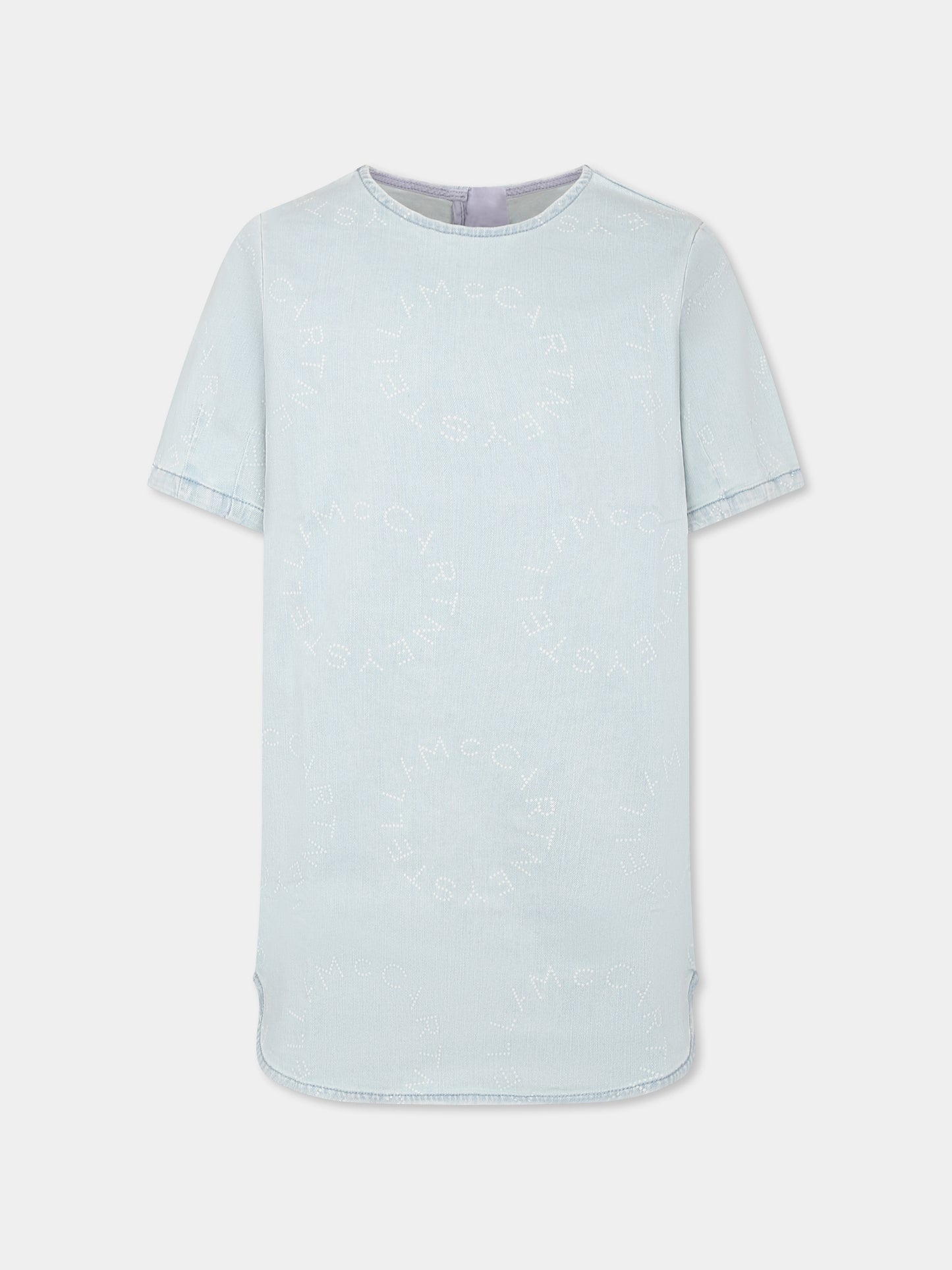Vestito denim per bambina con logo all over,Stella Mccartney Kids,TU1E71 Z1917 600BC