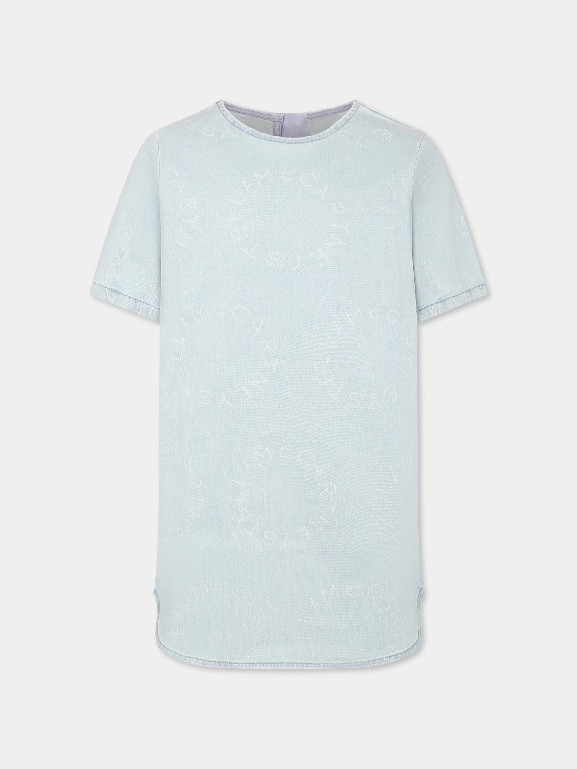 Vestito denim per bambina con logo all over,Stella Mccartney Kids,TU1E71 Z1917 600BC