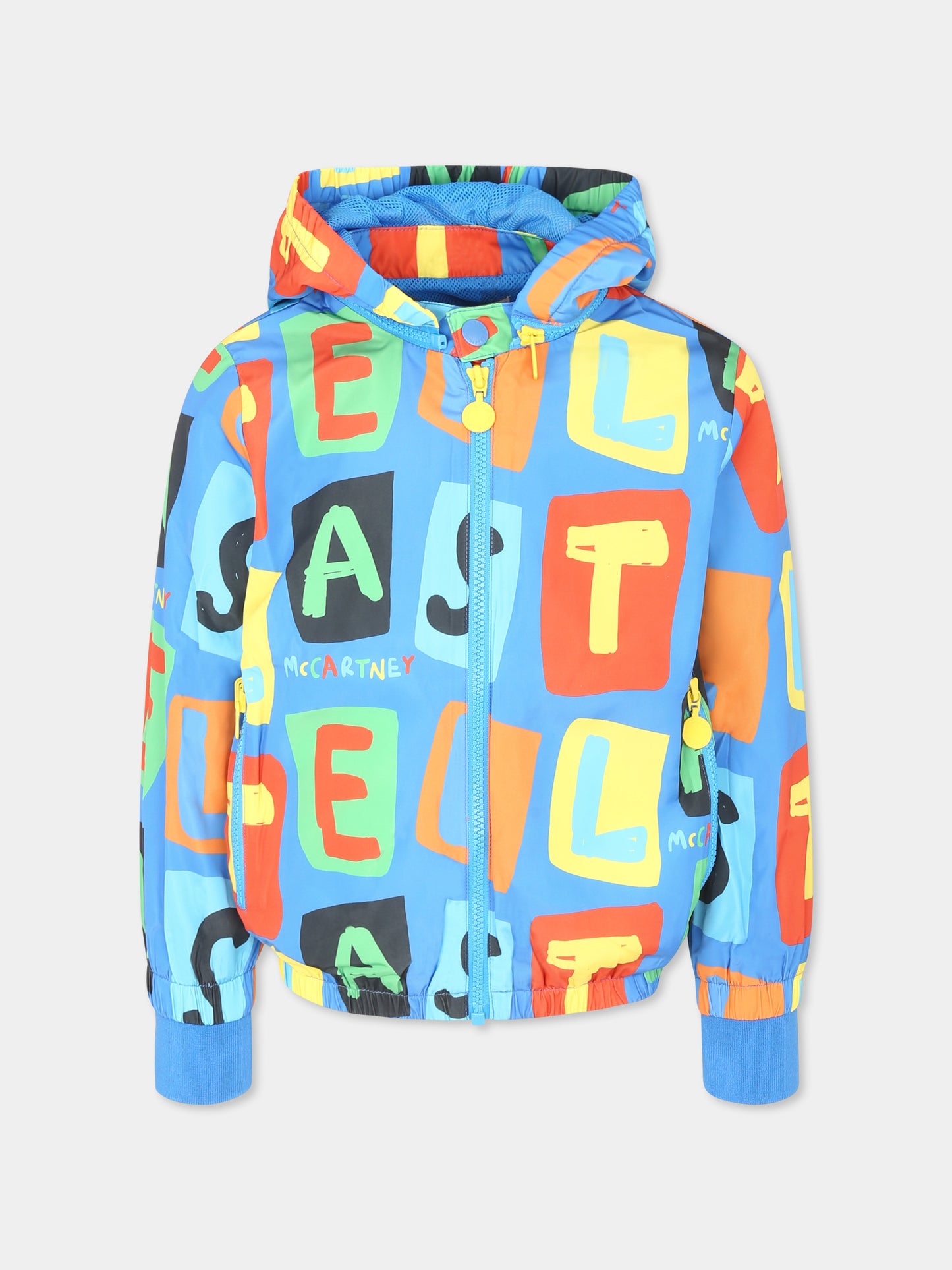 Giacca a vento multicolor per bambino con logo all over,Stella Mccartney Kids,TU2P27 Z1868 673MC