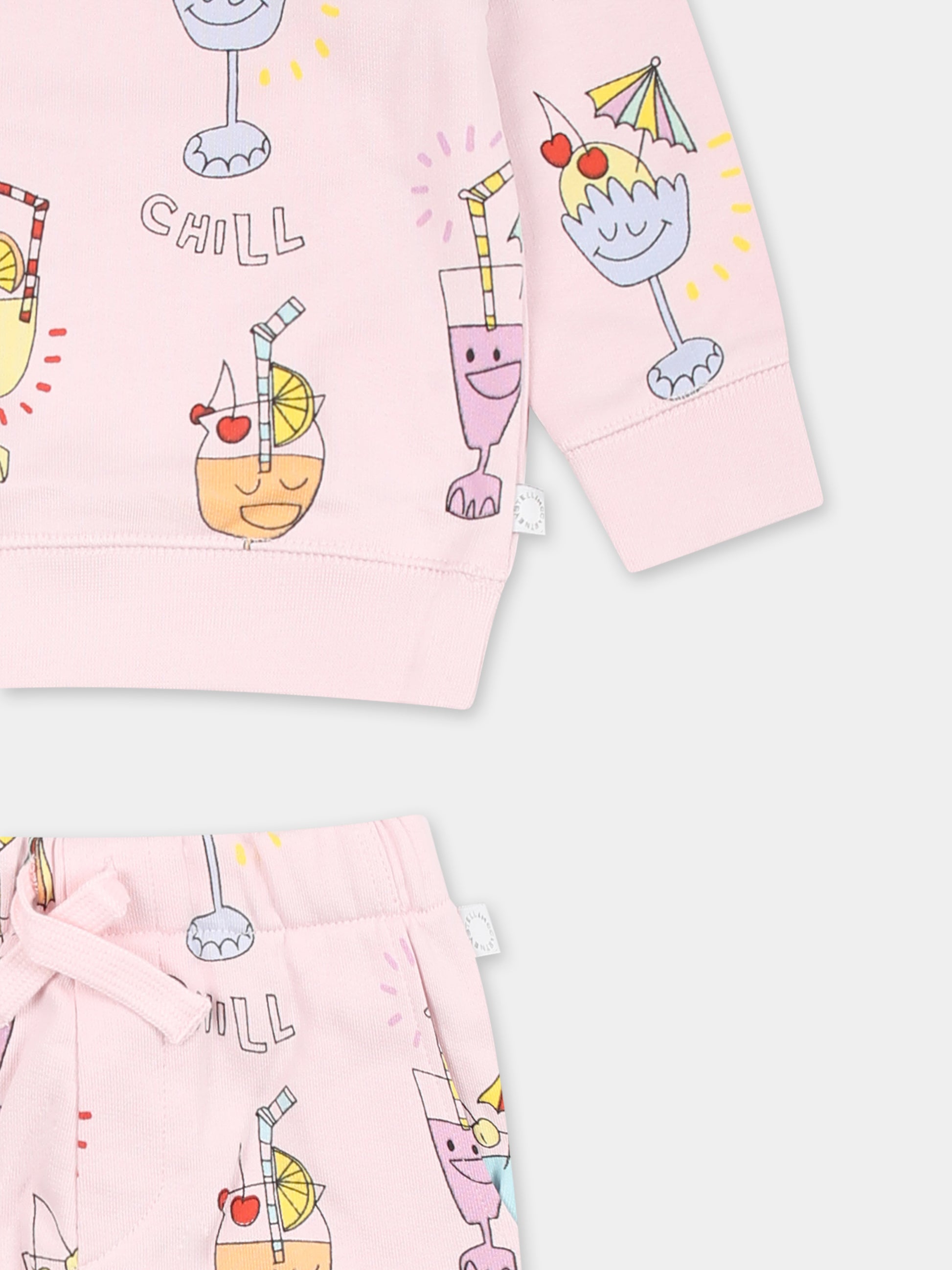 Completo lilla per neonata con stampa cocktail all over,Stella Mccartney Kids,TU3010 Z1632 50HMC