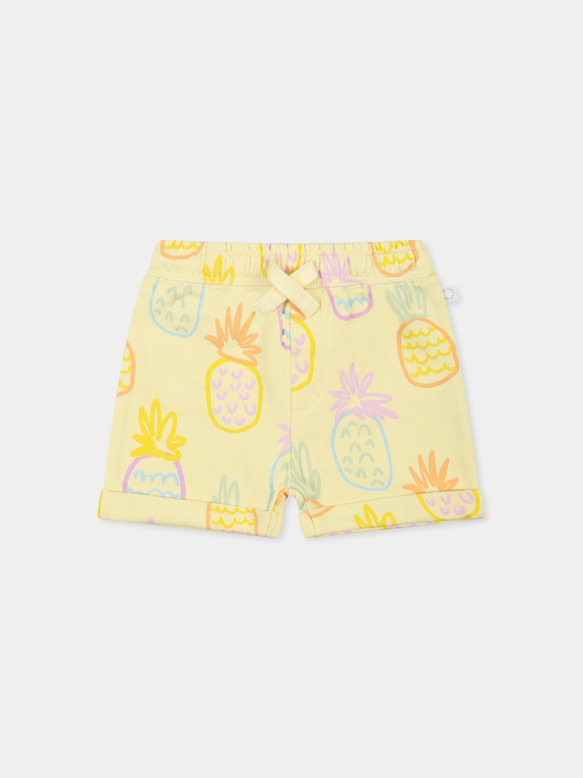 Shorts gialli per neonata con ananas all over,Stella Mccartney Kids,TU6019 Z1633 229MC