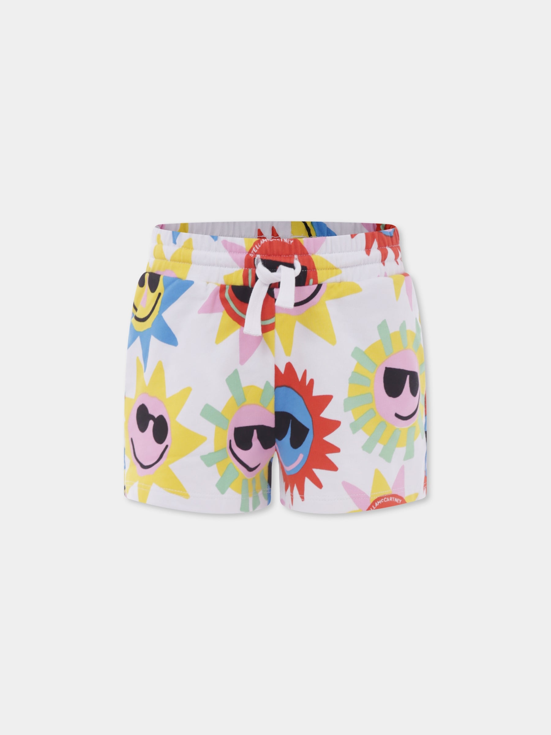 Shorts bianchi per bambina con sole all over,Stella Mccartney Kids,TU6C29 Z1582 100MC