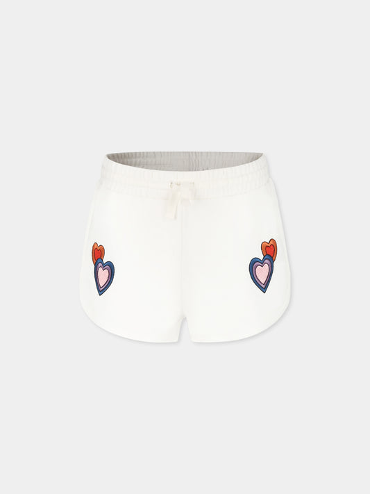 Shorts bianchi per bambina con cuori,Stella Mccartney Kids,TU6G09 Z0499 101