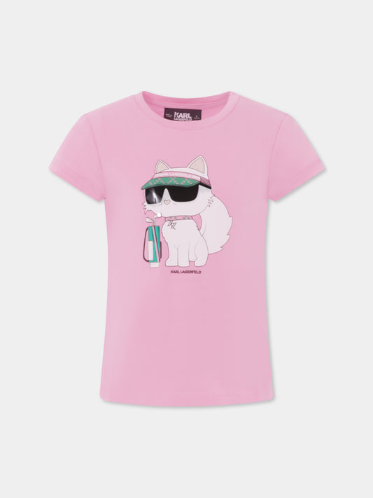 Pink t-shirt for girl with Choupette