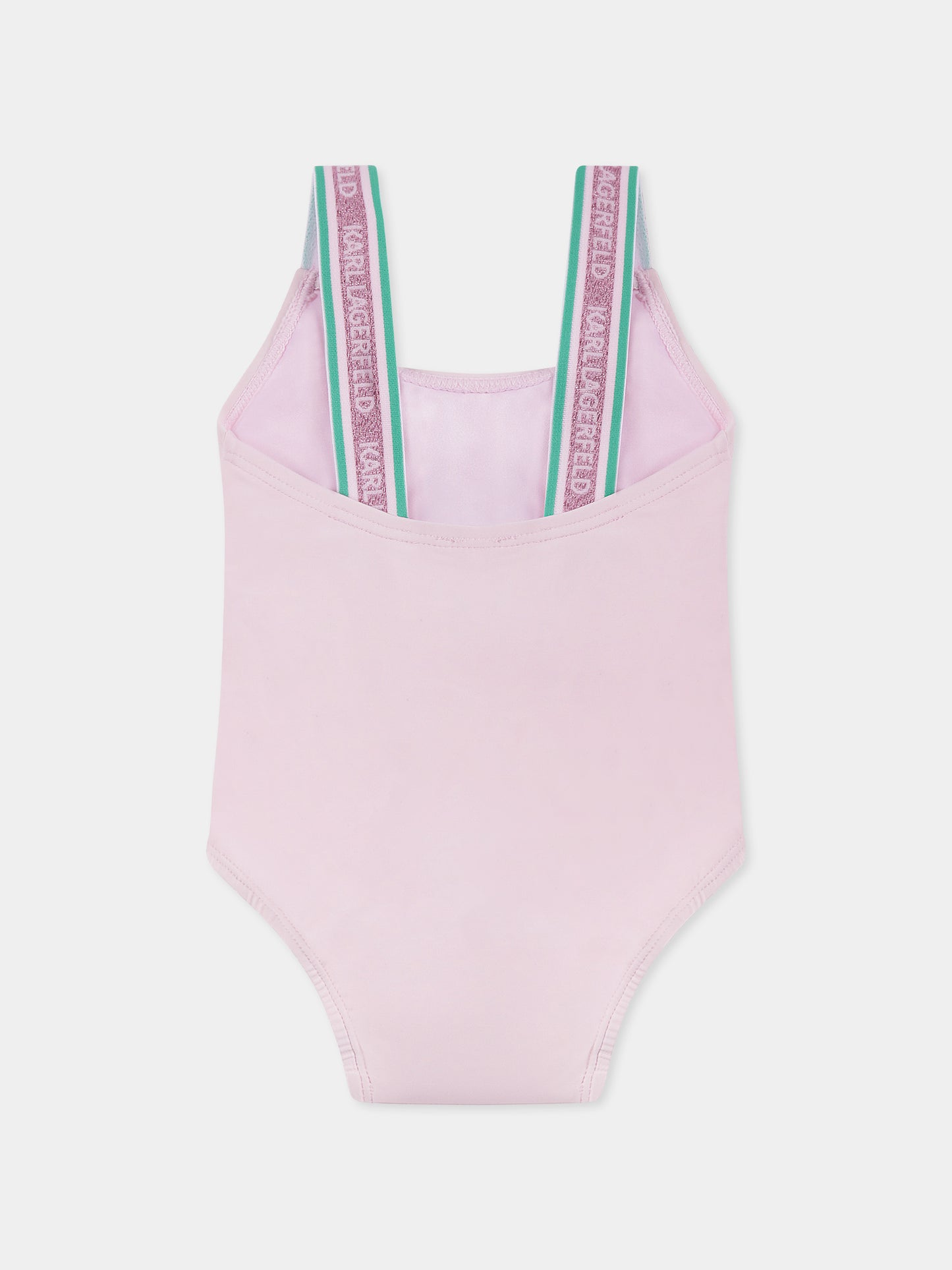 Pink swimsuit for baby girl with Choupette