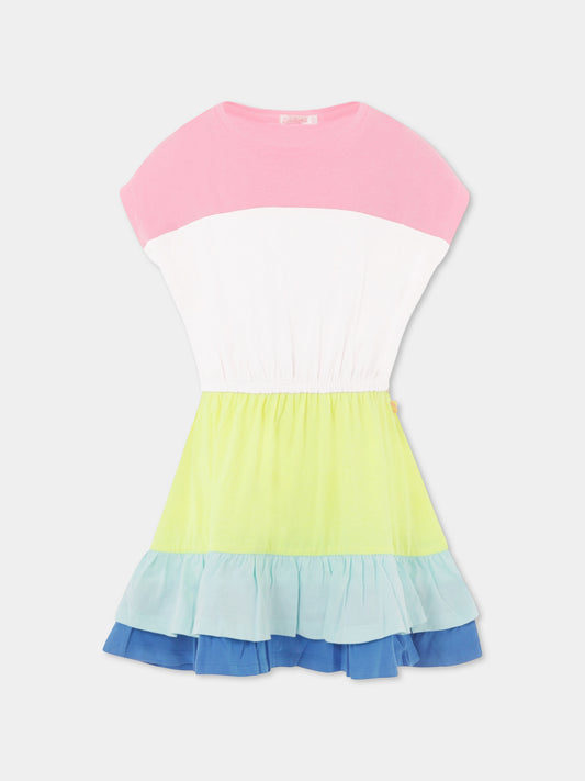Multicolor dress for girl with logo
