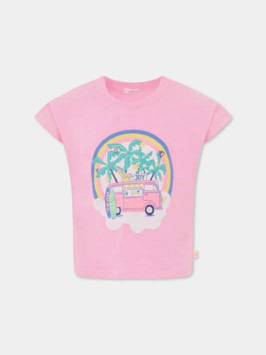 Pink t-shirt for girl with print
