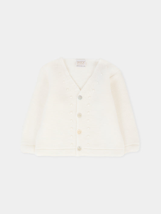 Cardigan avorio per neonati con ricamo,Paz Rodríguez,001 111852 60 H56