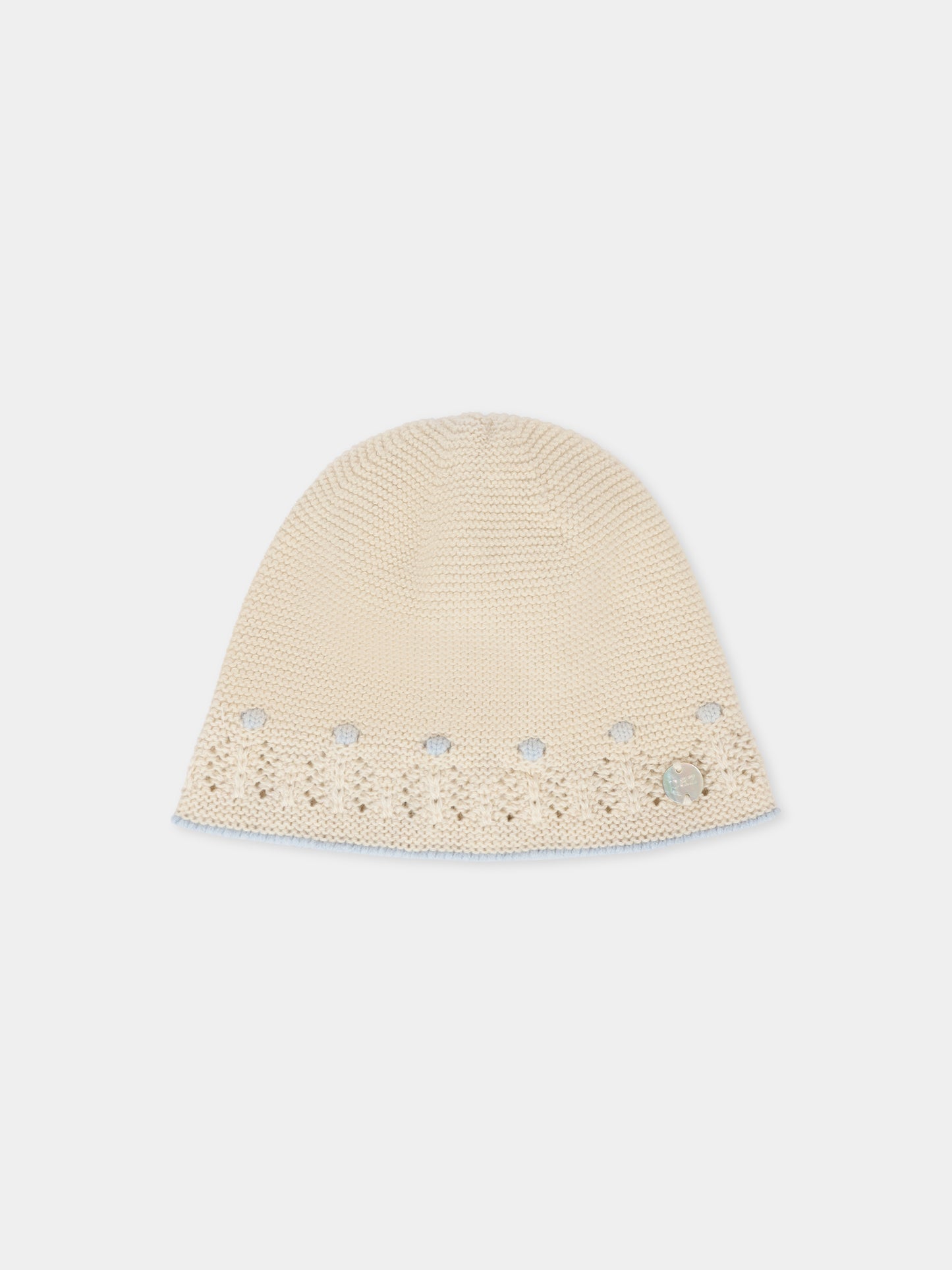 Berretto beige per neonato con logo,Paz Rodríguez,040 123090 7380 H94