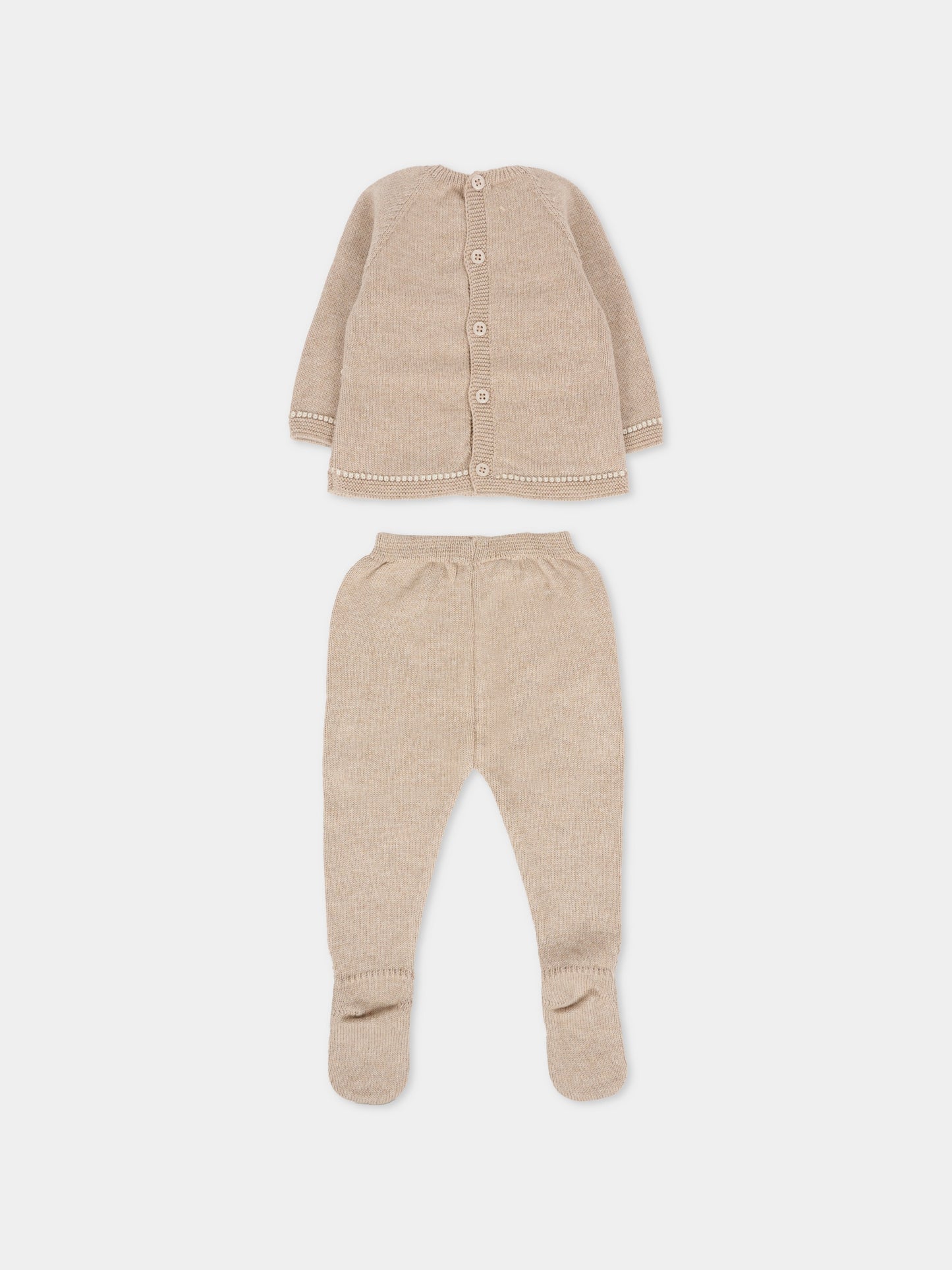 Completo nascita beige per neonati con logo,Paz Rodríguez,103 123071 6462 H94