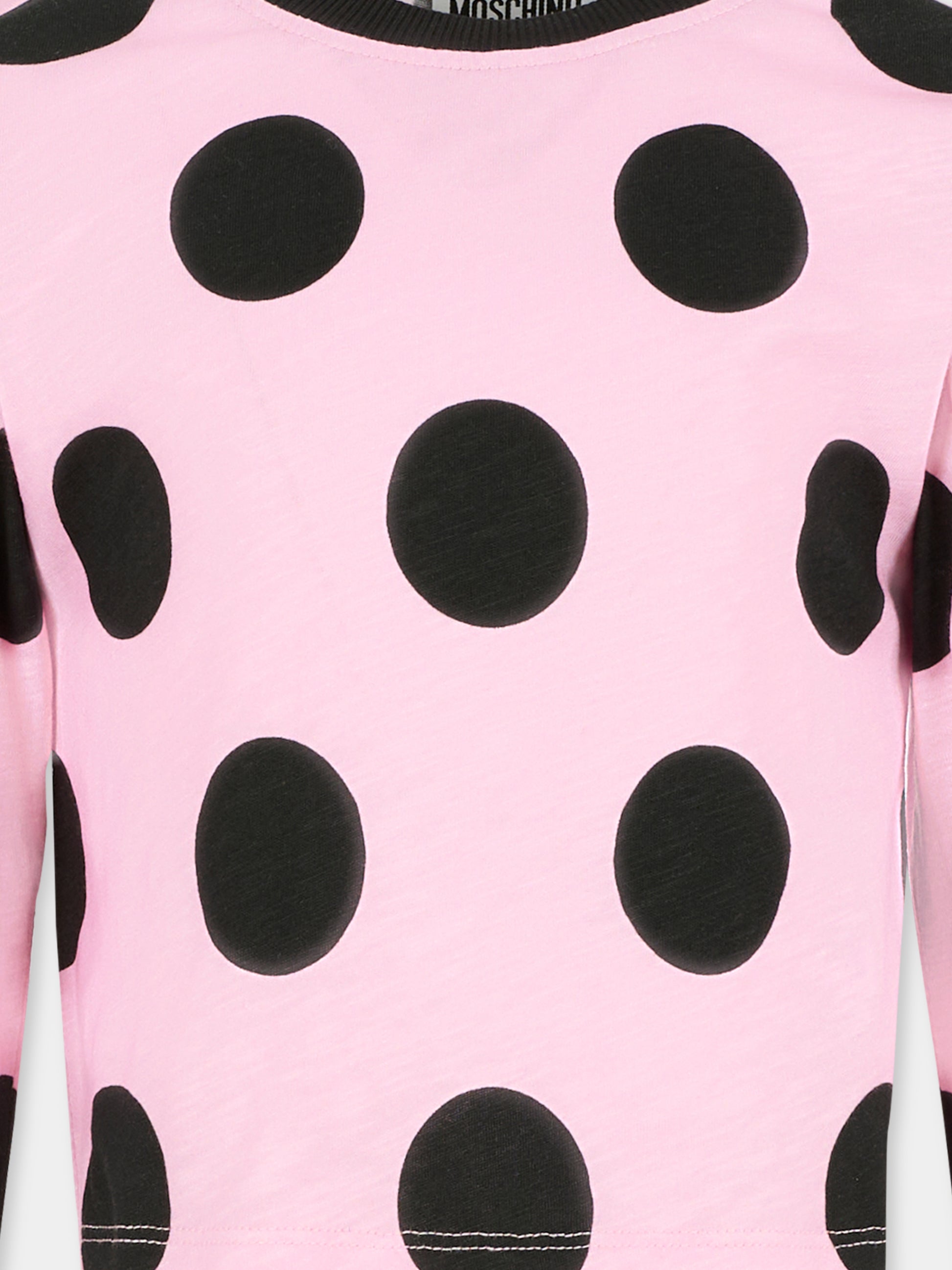 T-shirt crop lilla per bambina con pois neri,Moschino Kids,HDO013 LAB4A 84464