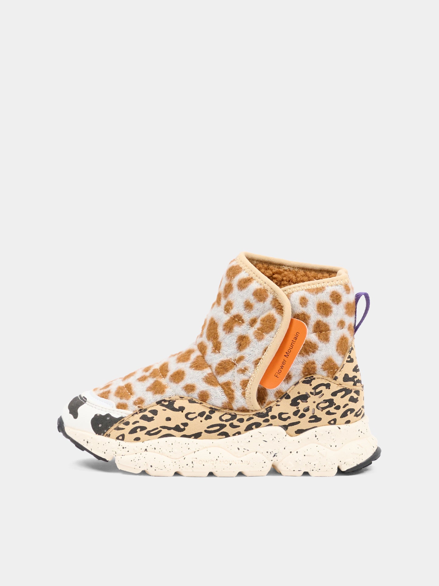 Stivaletti Taro beige per bambini con stampa animalier,Flower Mountain,0012017902 10 1A06