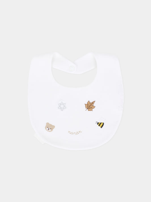 Bavaglino bianco per neonati con ape,Nanán,I25006B