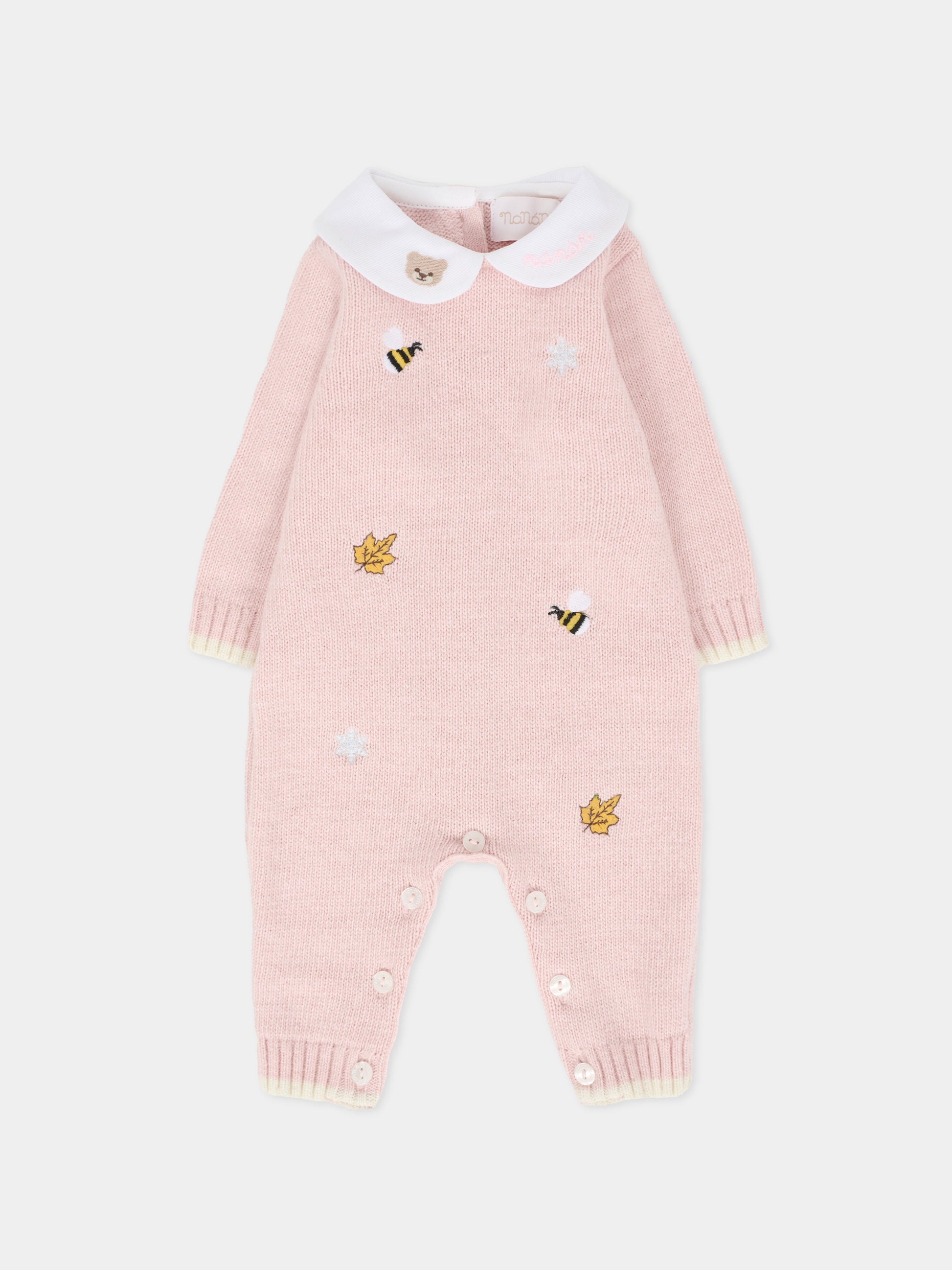 Tutina rosa per neonata con api ricamate,Nanán,I25009R