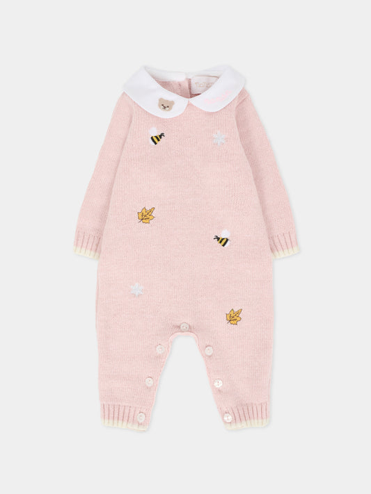 Tutina rosa per neonata con api ricamate,Nanán,I25009R