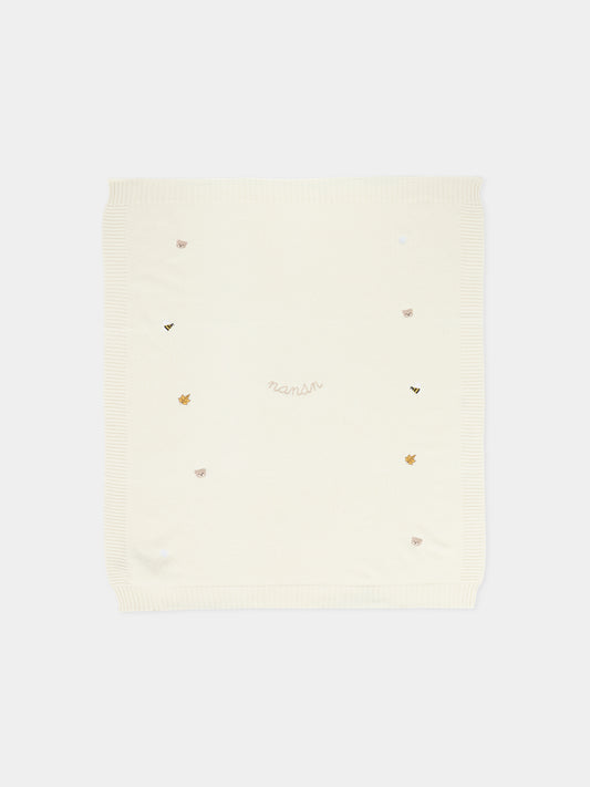 Coperta avorio per neonati con ape,Nanán,I25012B