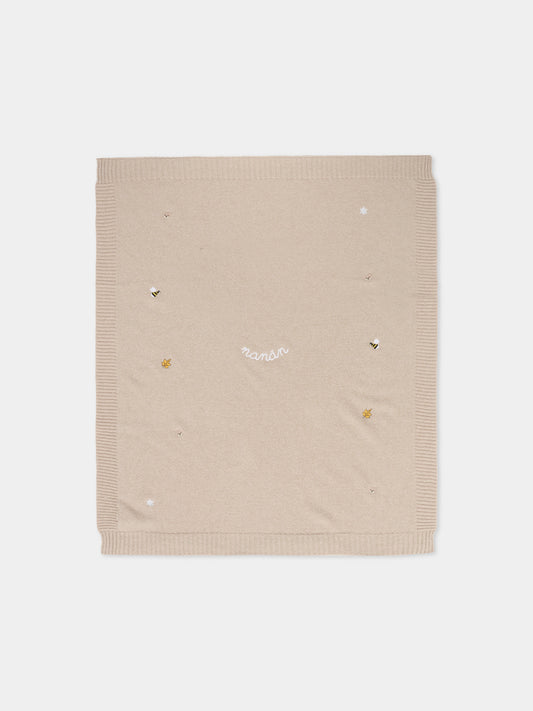 Coperta beige per neonati con ape,Nanán,I25012BE