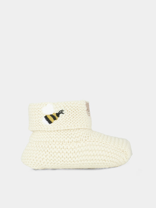 Babbucce avorio per neonati con ape,Nanán,I25013B