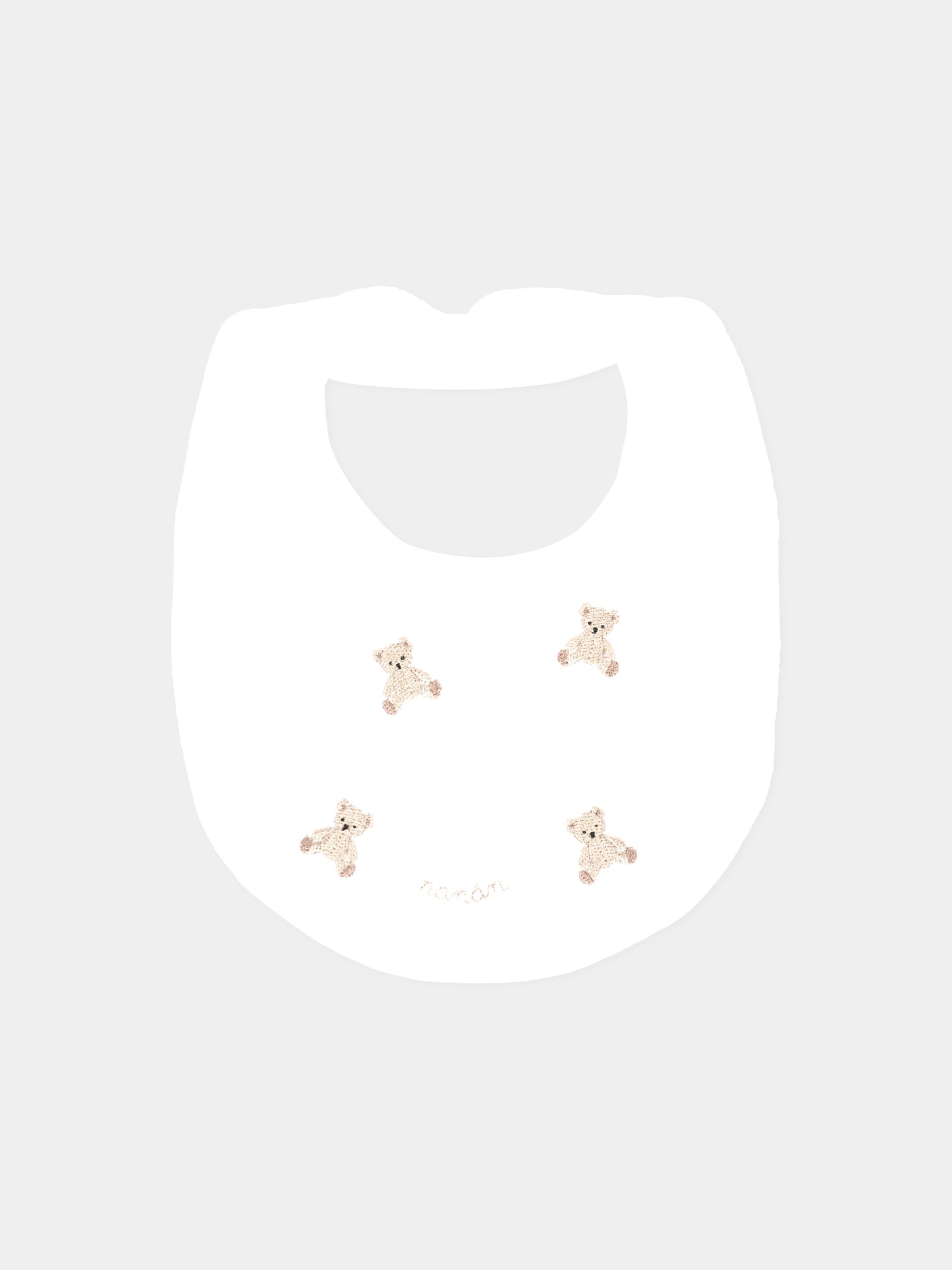 Bavaglino bianco per neonati con orsetti,Nanán,I25019B