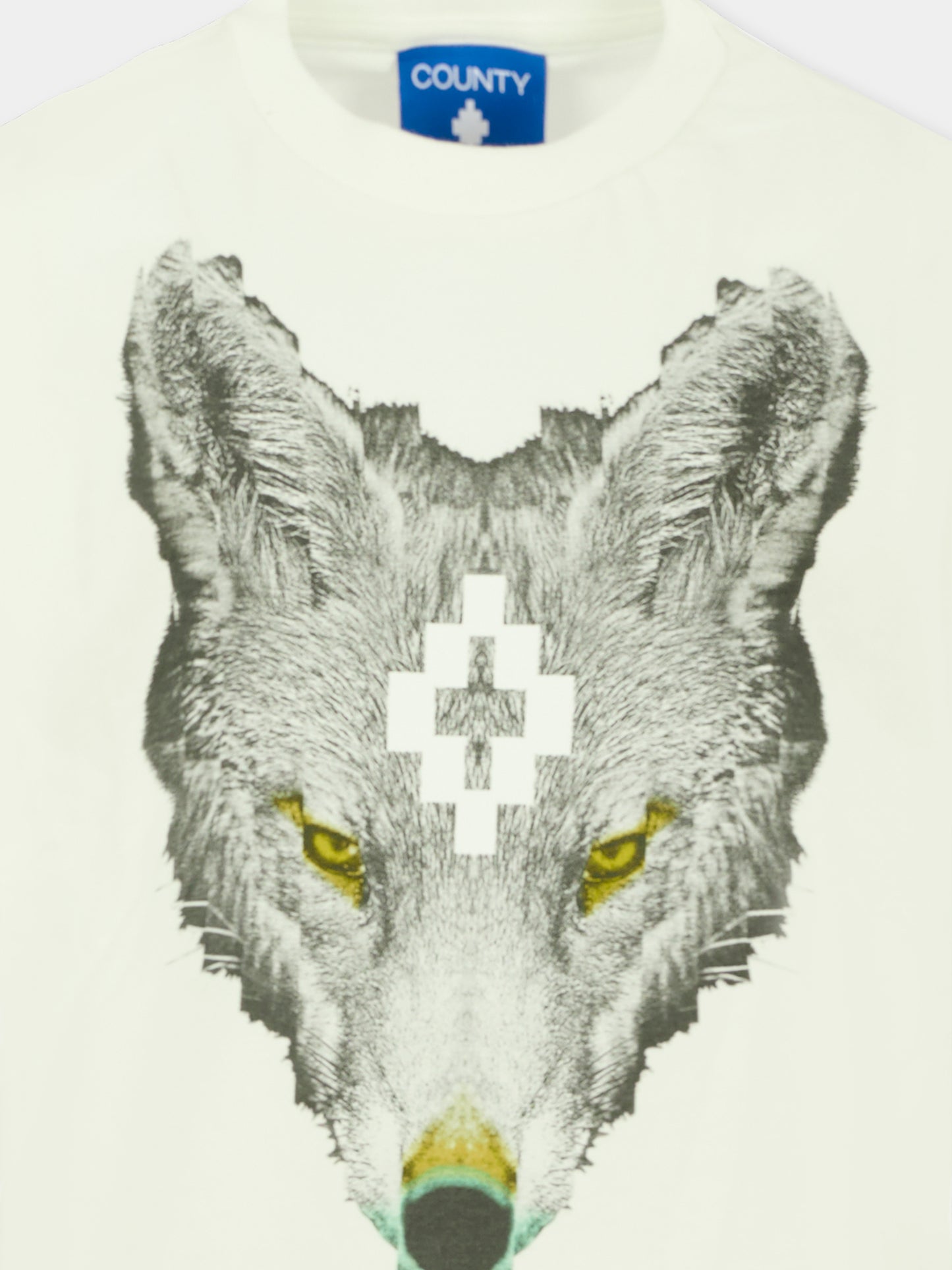 T-shirt bianca per bambino con logo e lupo,County Of Milan Kids,F5CMJBTH078 002