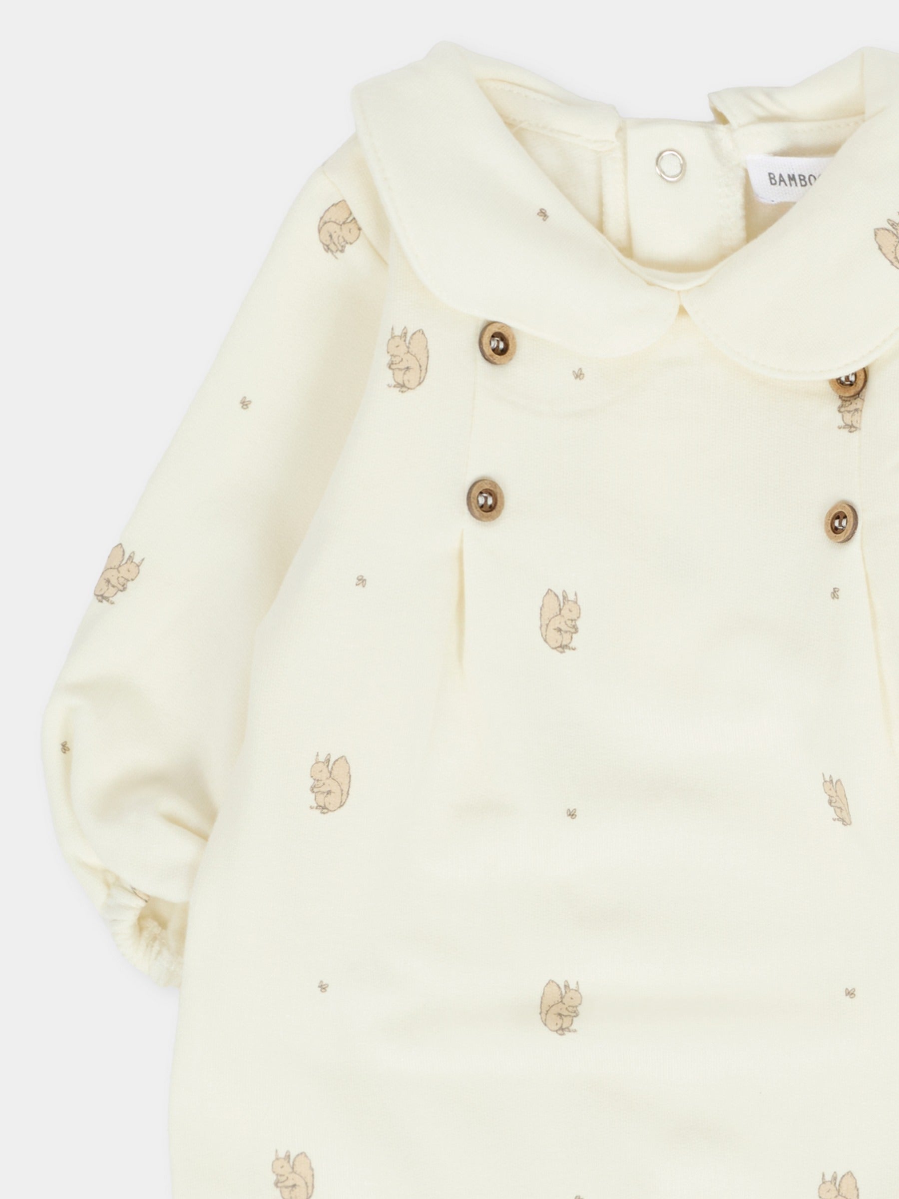 Tutina avorio per neonati con scoiattoli,Bamboom,1020 SQUIRREL PRINT