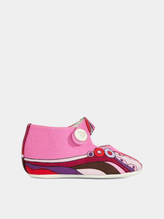 Ballerine fucsia per neonata con stampa marmo,Emilio Pucci Junior,PX0056 K0246 513RO