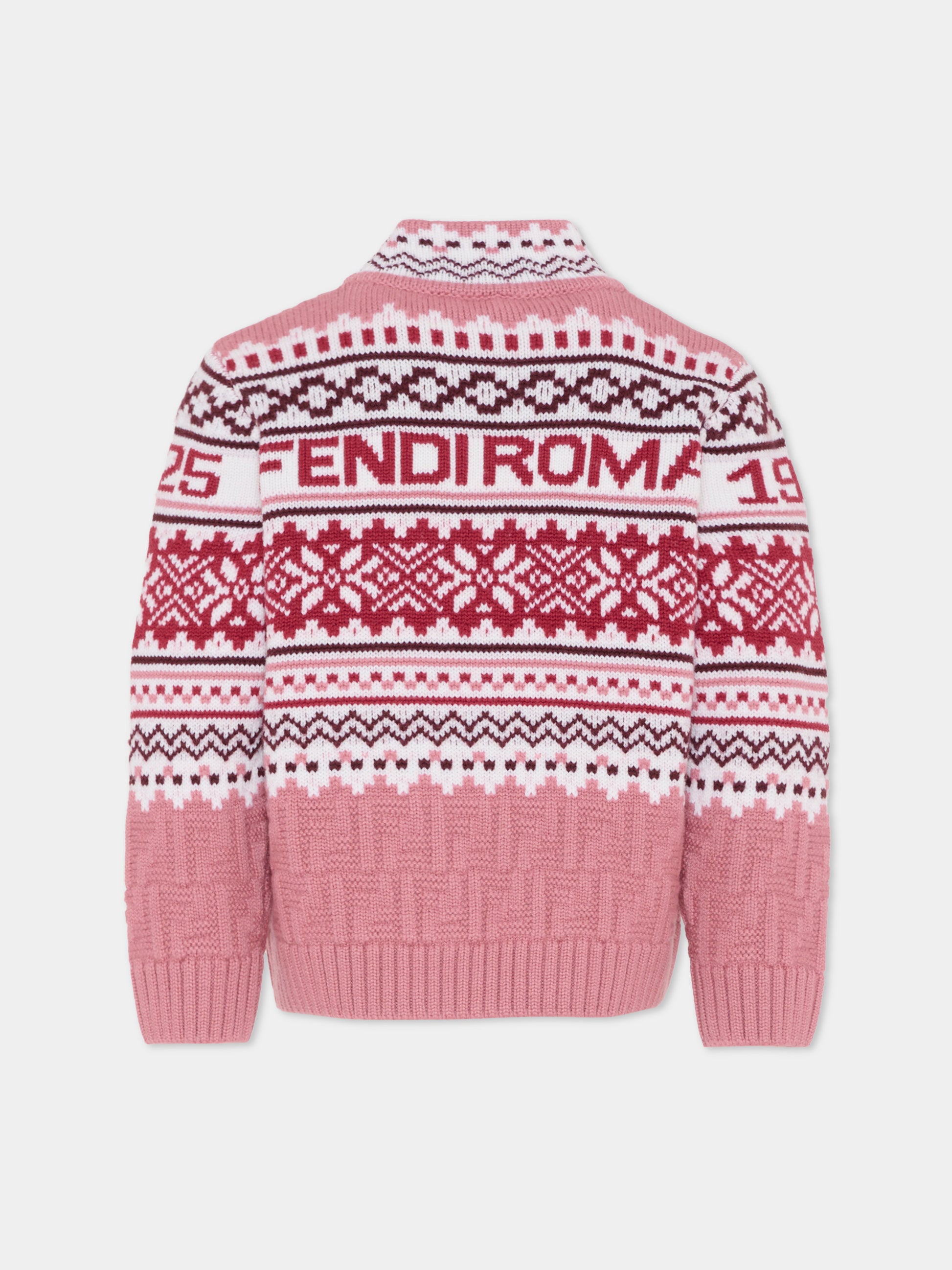 Maglione rosa per bambina con logo,Fendi Kids,JFG235 AYMS F1T6P