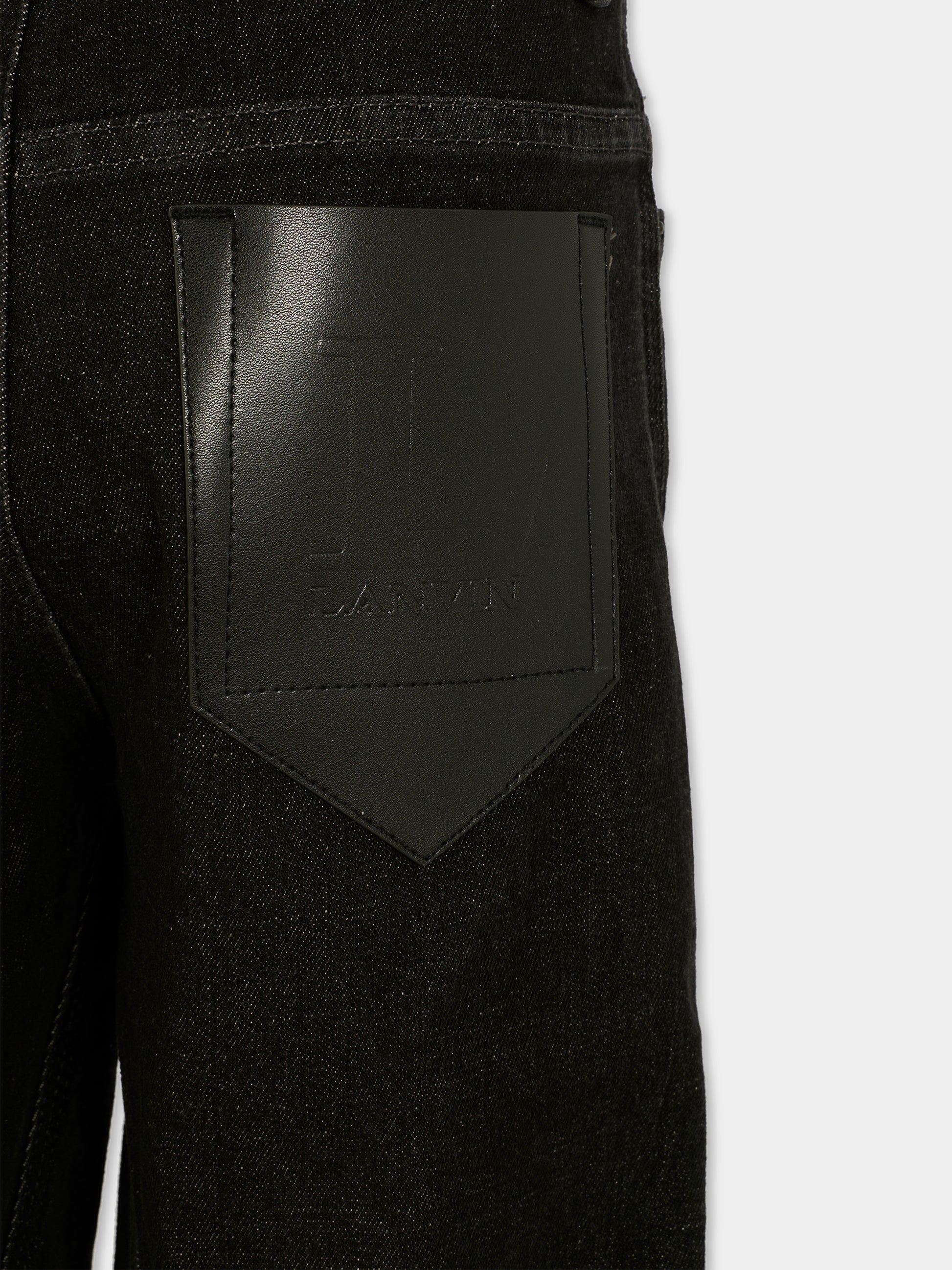 Jeans neri per bambino con logo,Lanvin Petite,N30320 Z11