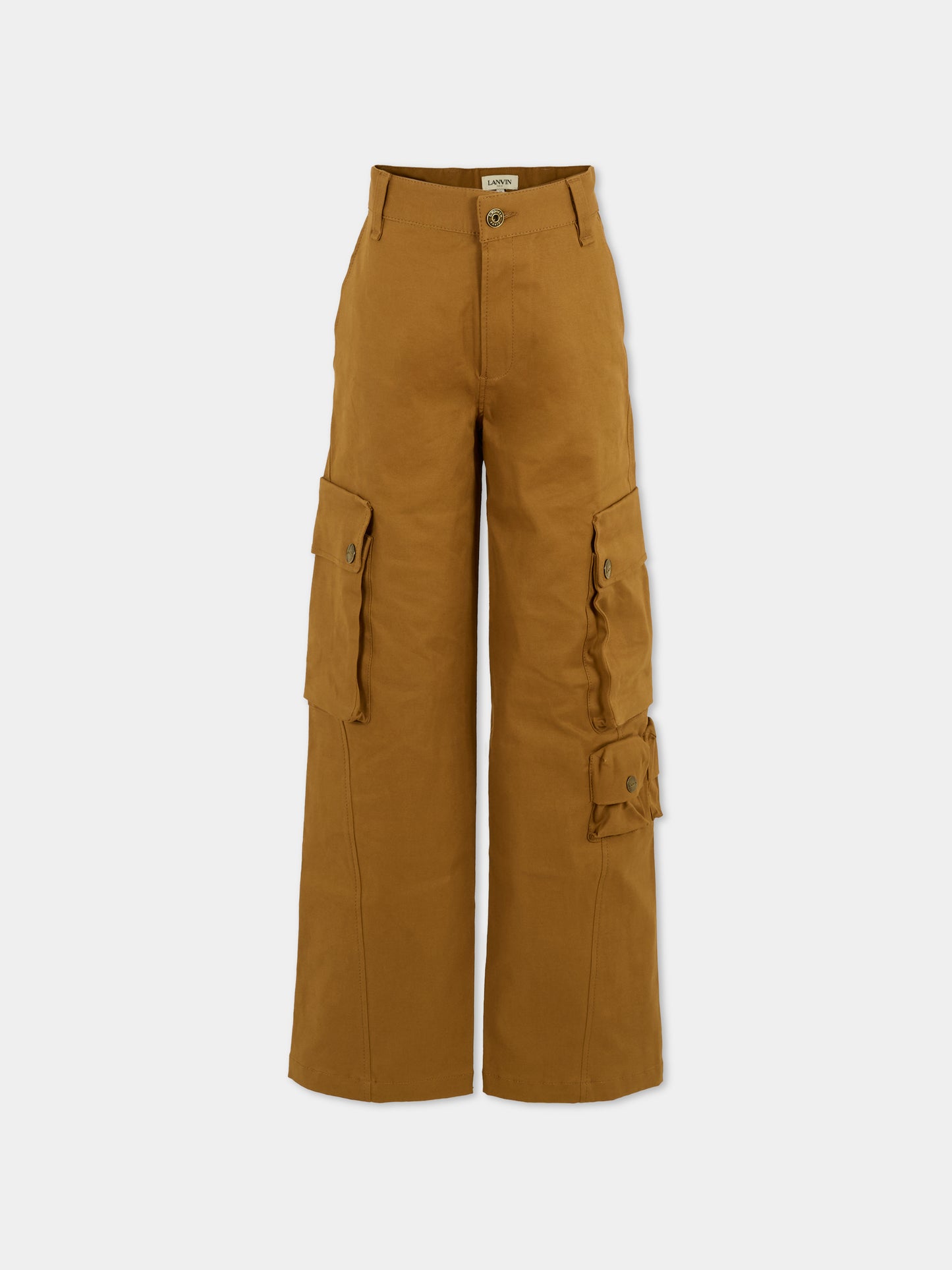 Pantaloni marroni per bambino con logo,Lanvin Petite,N30304 585