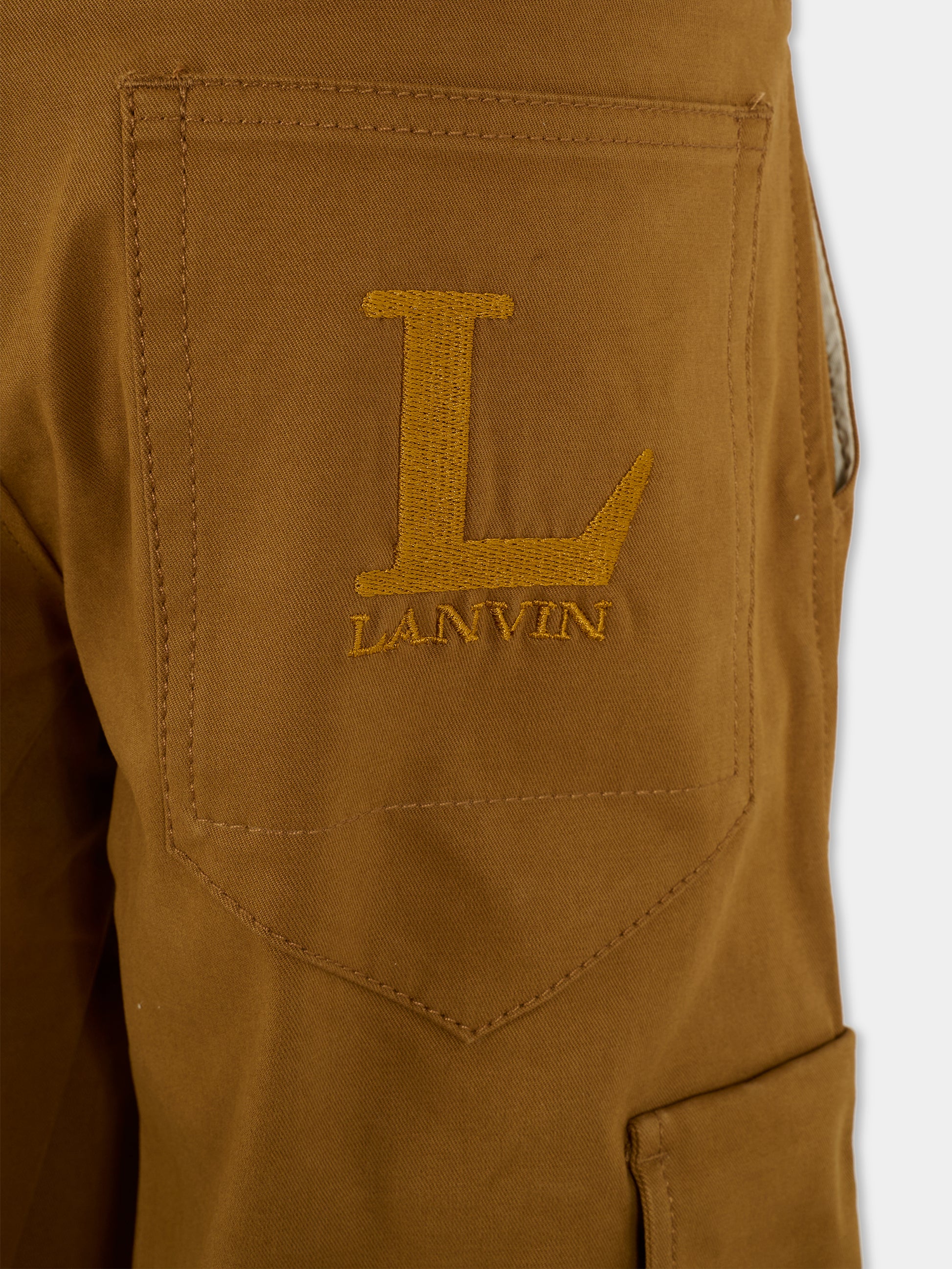 Pantaloni marroni per bambino con logo,Lanvin Petite,N30304 585
