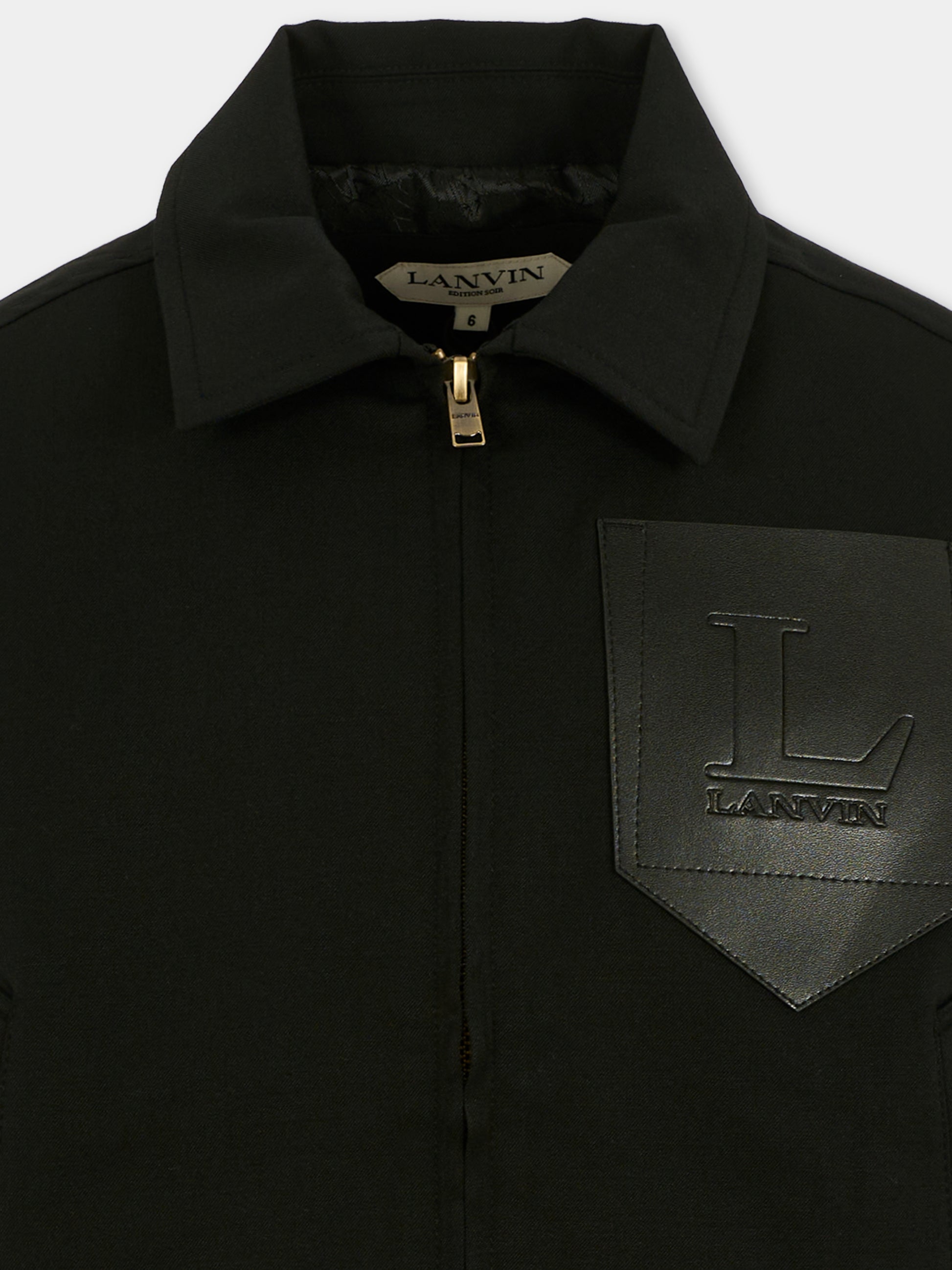 Giacca nera per bambino con logo,Lanvin Petite,N30305 09B