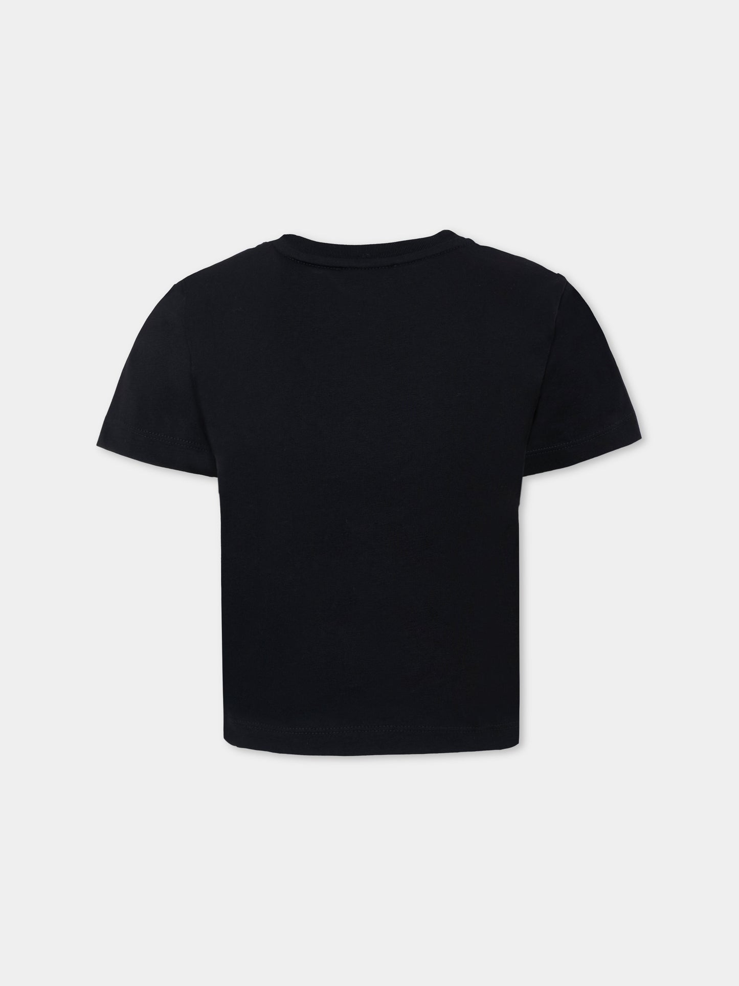 T-shirt nera per bambina con logo,Lanvin Petite,N30251 09B