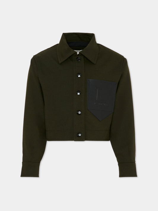 Camicia crop verde per bambina con logo,Lanvin Petite,N30258 U60