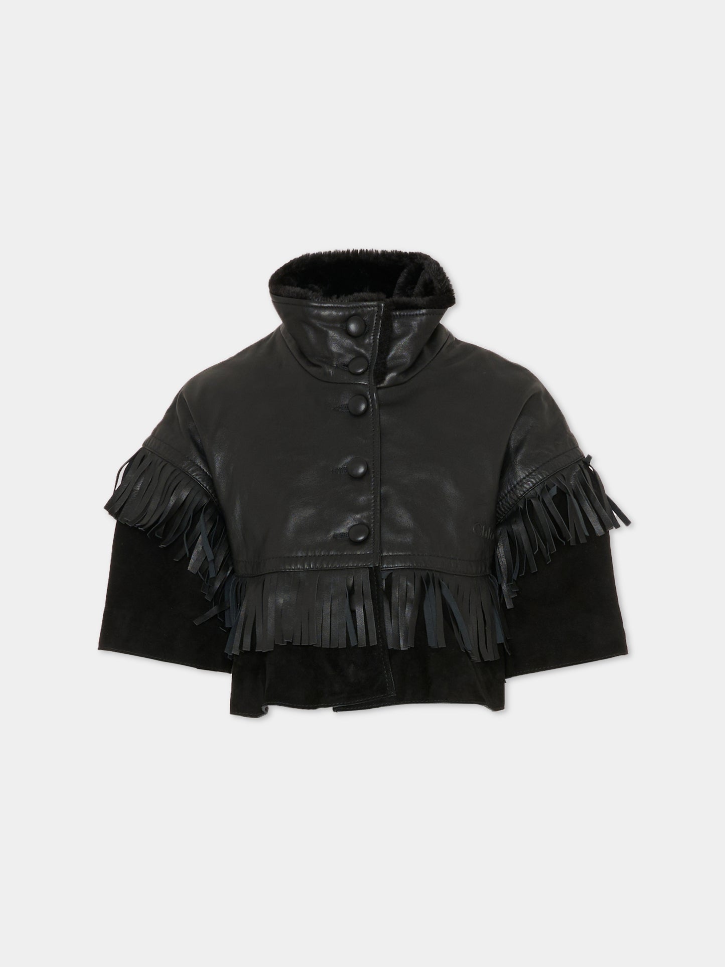 Cappa nera per bambina con logo,Chloé Kids,C20669 09B