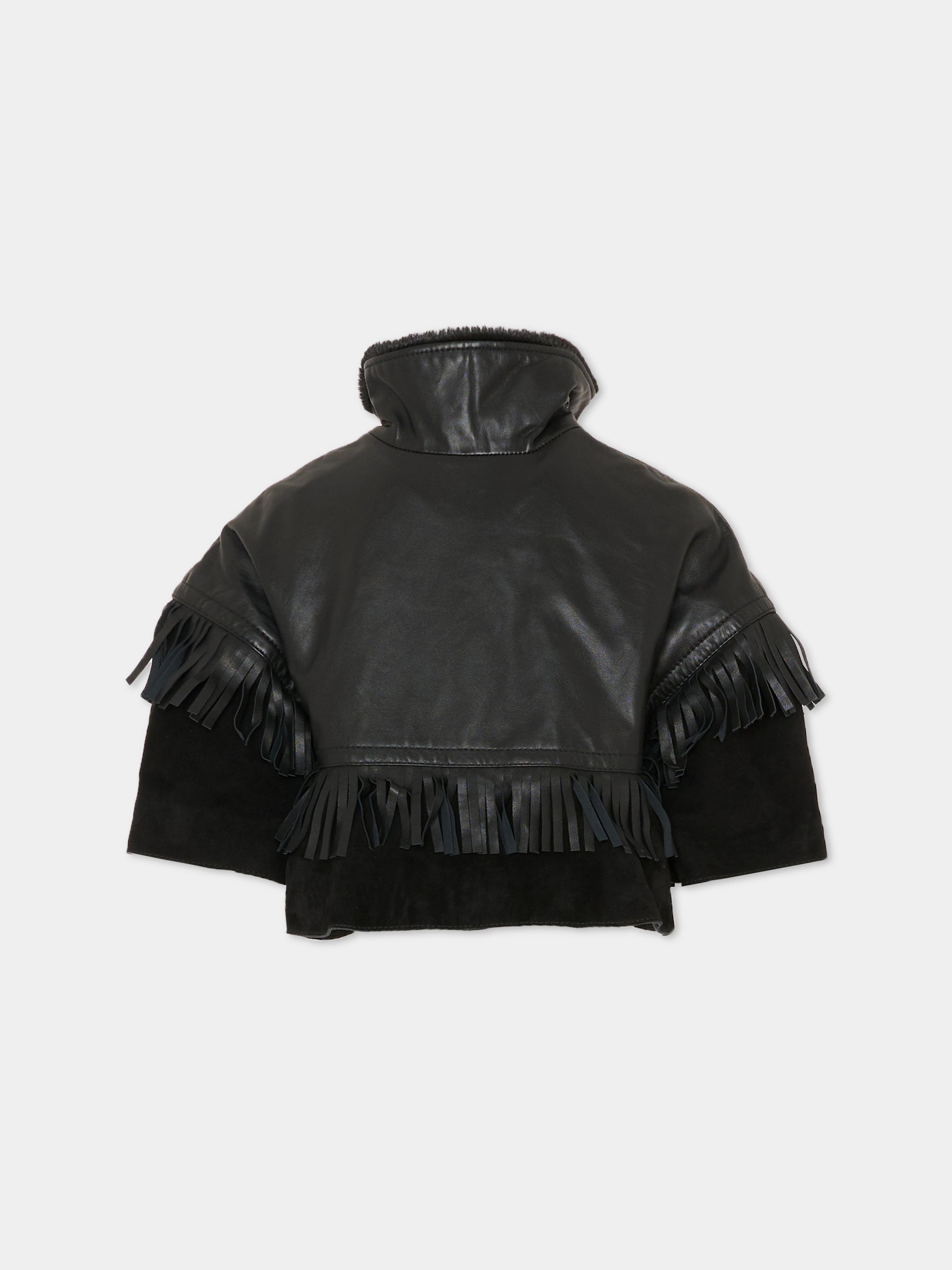 Cappa nera per bambina con logo,Chloé Kids,C20669 09B