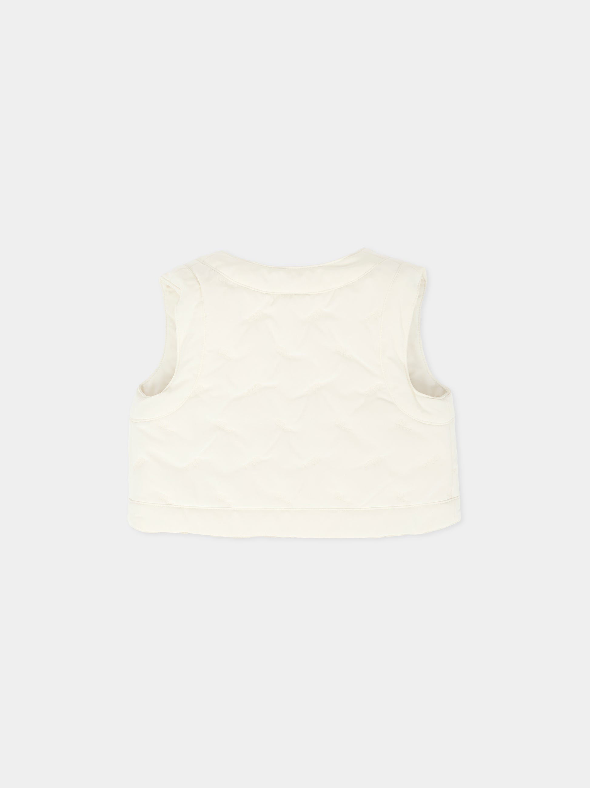 Gilet bianco reversibile per neonata con logo,Chloé Kids,C20723 117