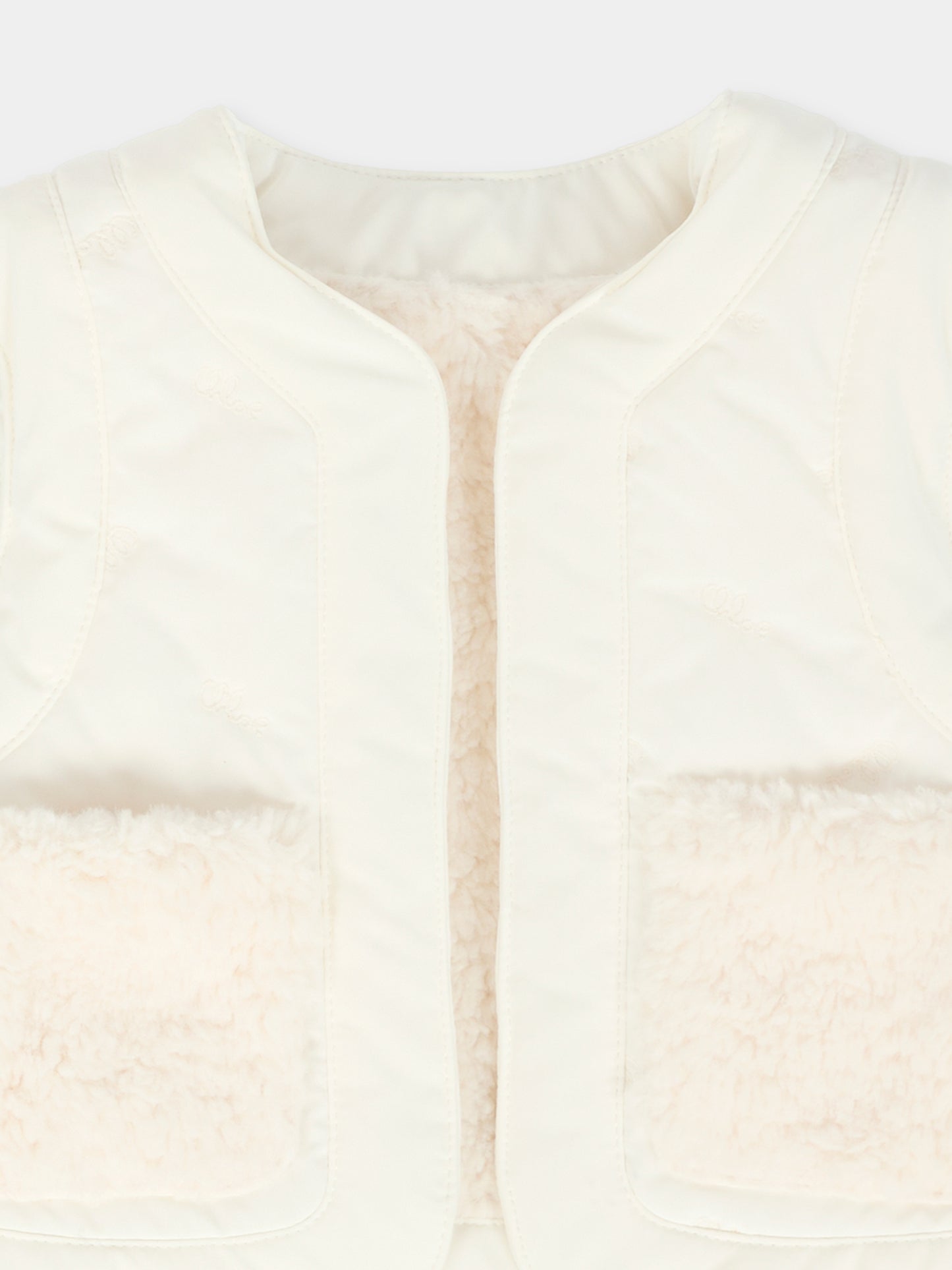 Gilet bianco reversibile per neonata con logo,Chloé Kids,C20723 117