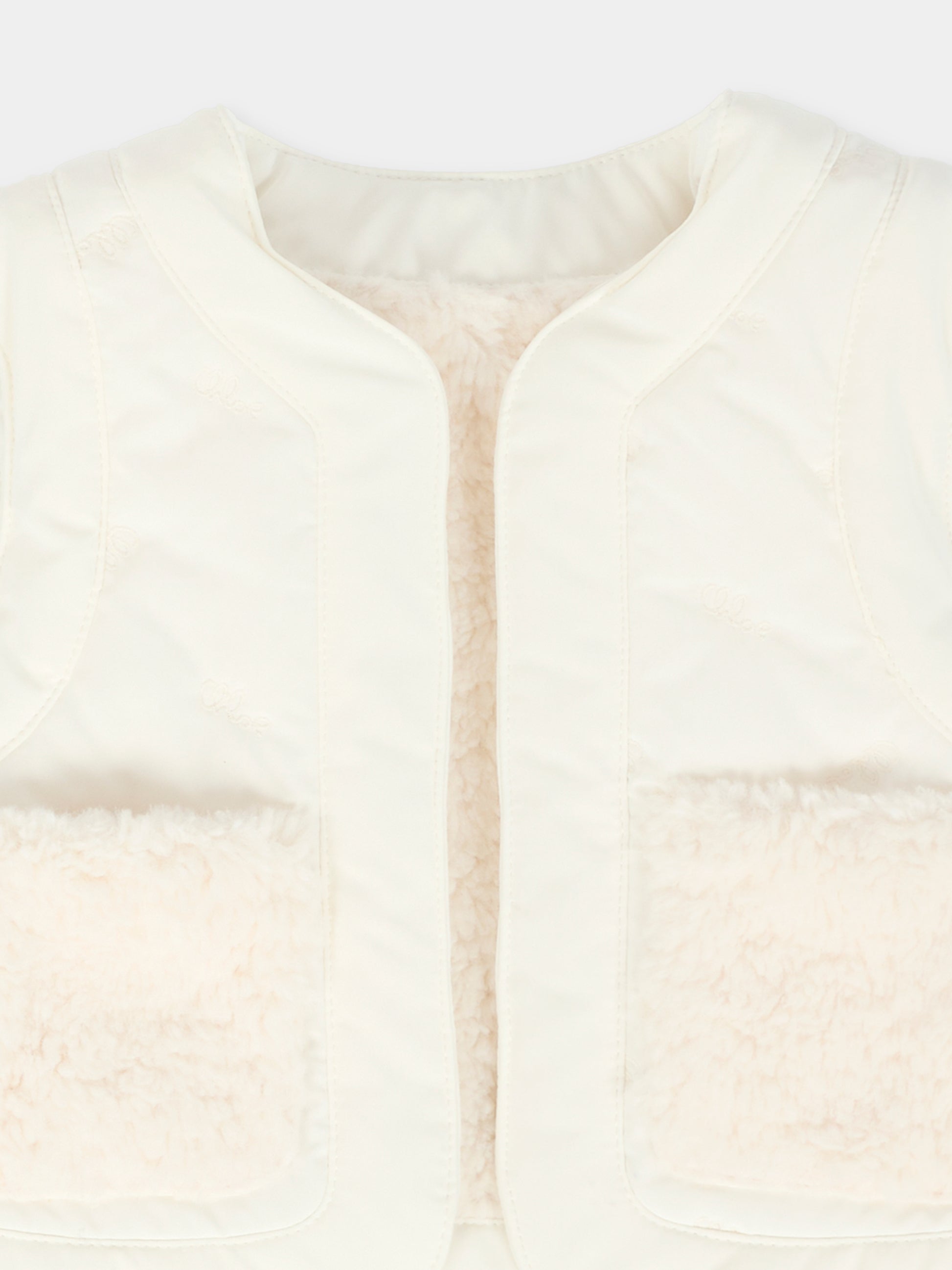 Gilet bianco reversibile per neonata con logo,Chloé Kids,C20723 117