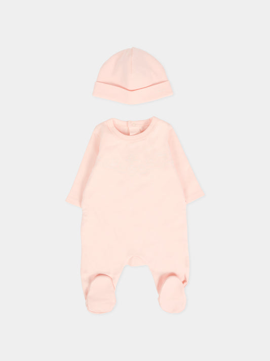 Set tutina rosa per neonata con motivo floreale,Chloé Kids,C20774 45Q