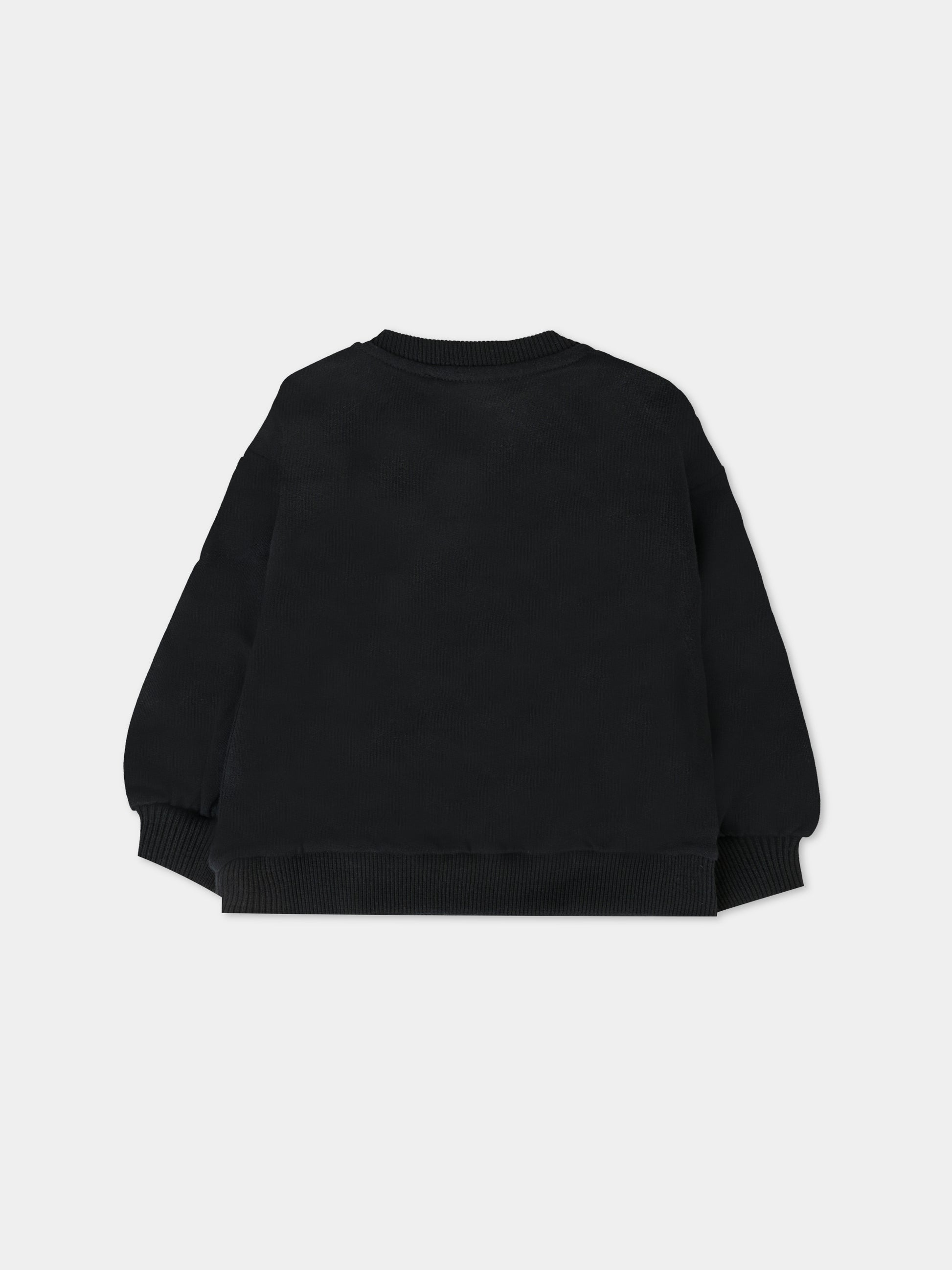 Felpa nera per neonata con Teddy Bear e logo,Moschino Kids,MDF033 LCA40 60100