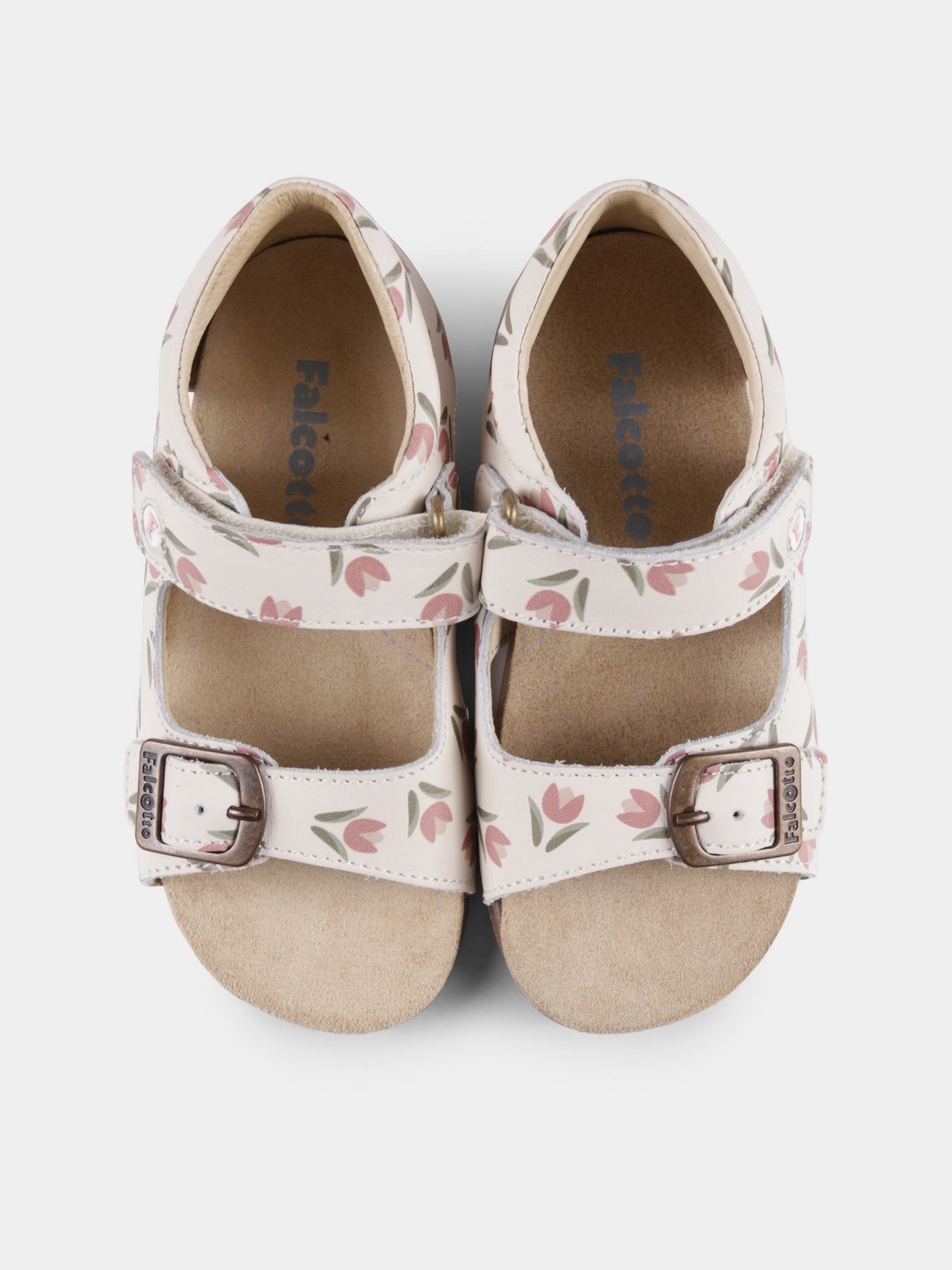 Sandali Bea avorio per neonata e bambina con tulipani,Falcotto,001 1500737 E9 2N96 BEA