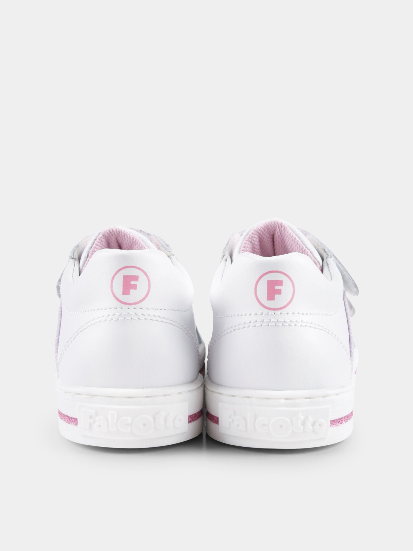 White sneakers for baby girl and girl with rainbow