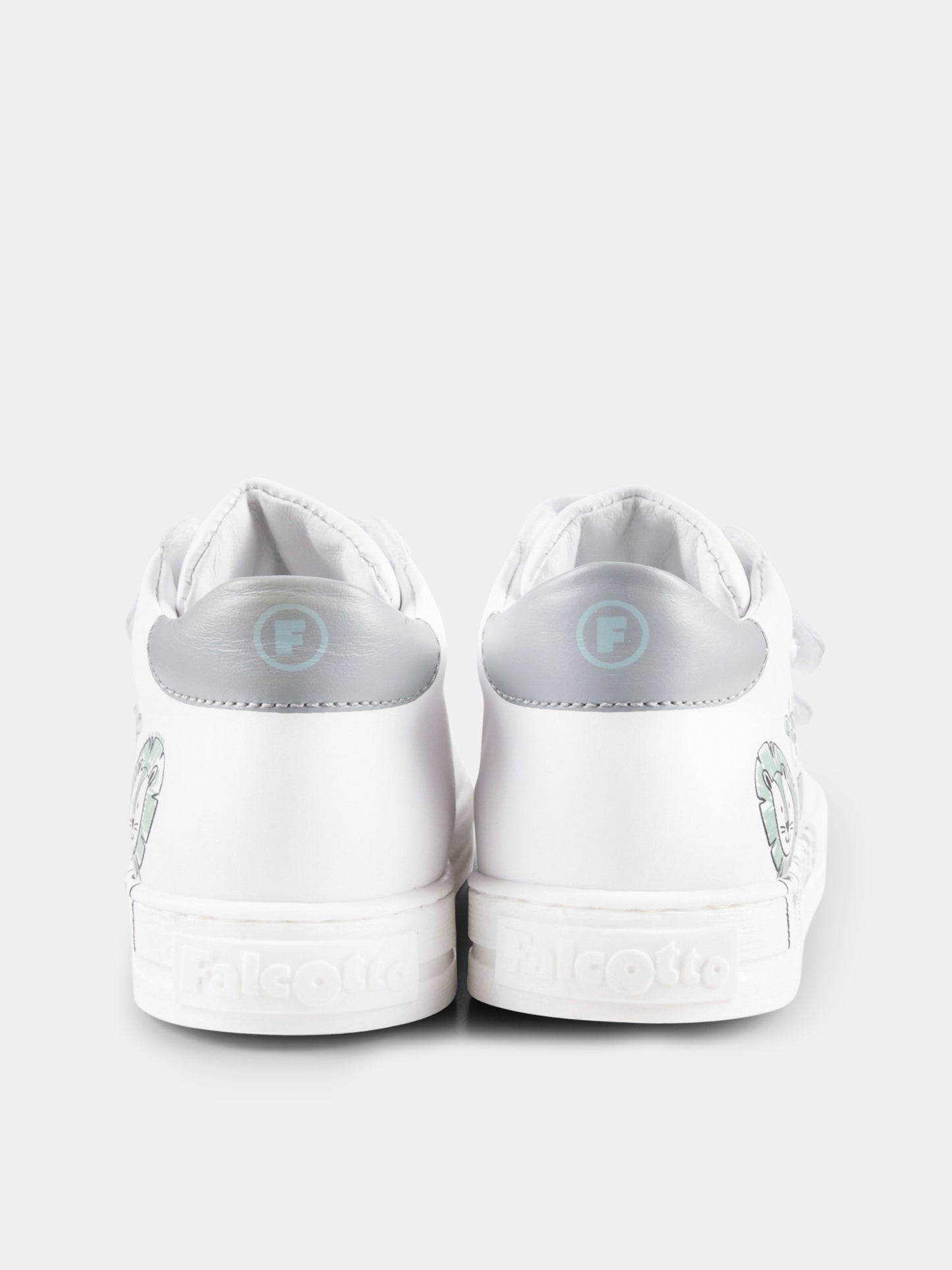 White sneakers for babykids and kids with animals
