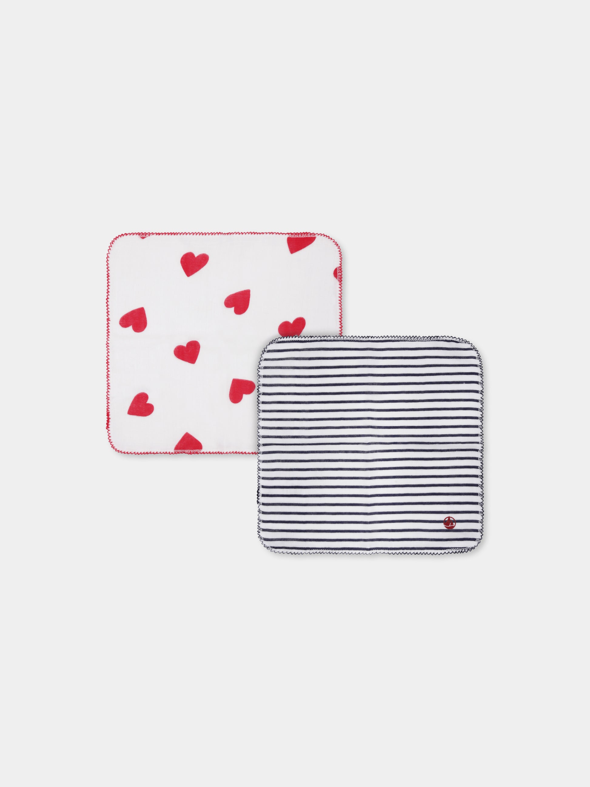 Set mussole multicolor per neonati con cuori e righe,Petit Bateau,A0ASJ 00