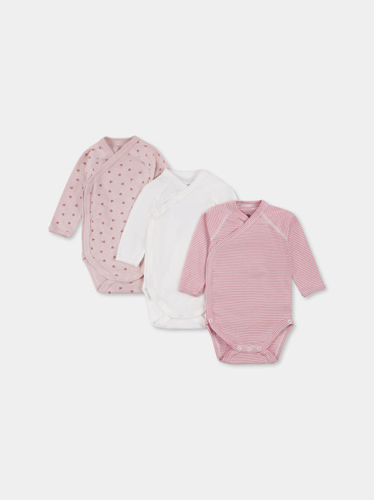 Set body multicolor per neonata con cuori e righe,Petit Bateau,A0ATI 98