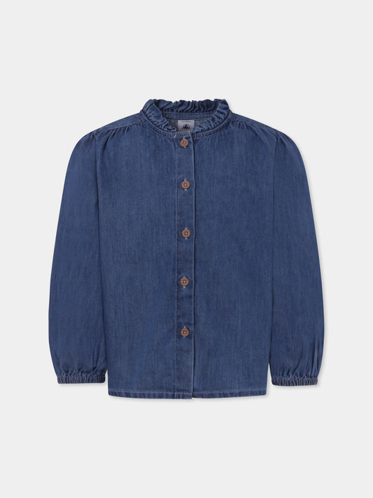 Camicia celeste per bambina,Petit Bateau,A0B6C 01