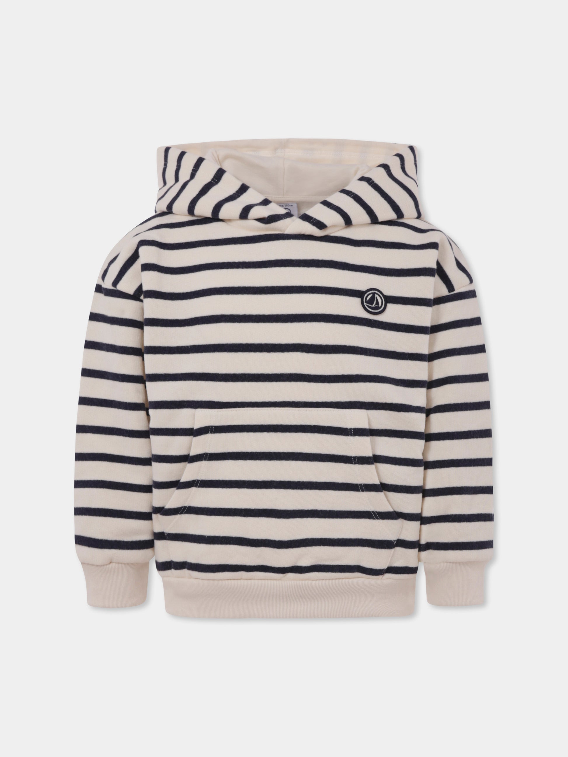 Felpa avorio per bambino con logo,Petit Bateau,A0BA1 01